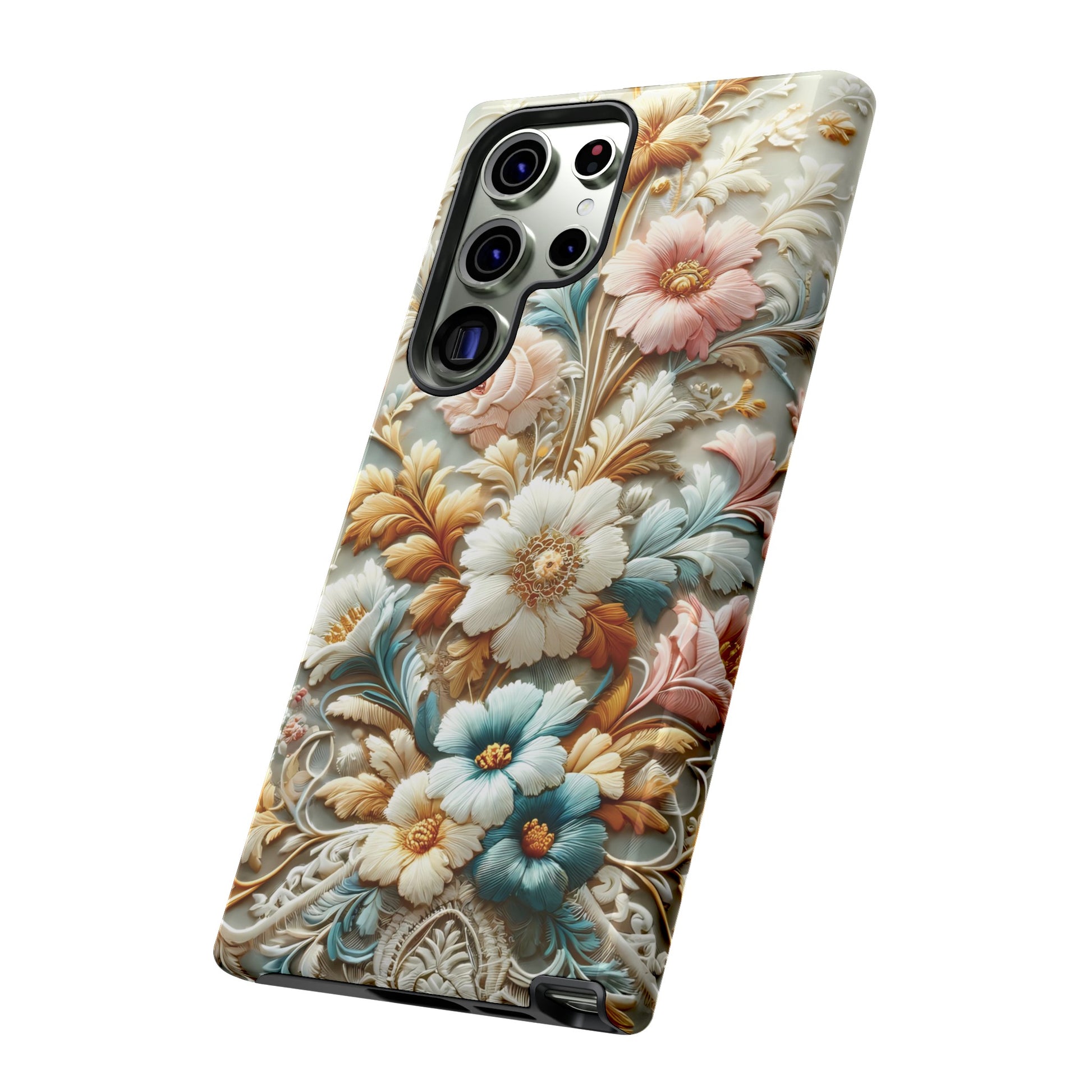 3D Elegant Faux Flowers Phone Case Stylish & Durable for iPhone Samsung Gift iPhone 15, 14, 13 Samsung Pixel Gift for Mom Accessory Gift for Her