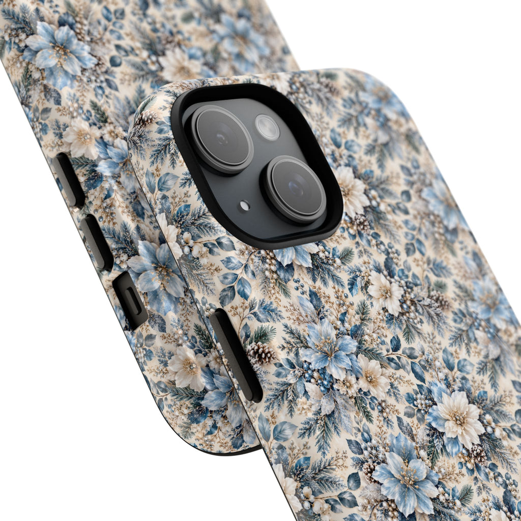 Icy Blue Floral MagSafe Tough Phone Case