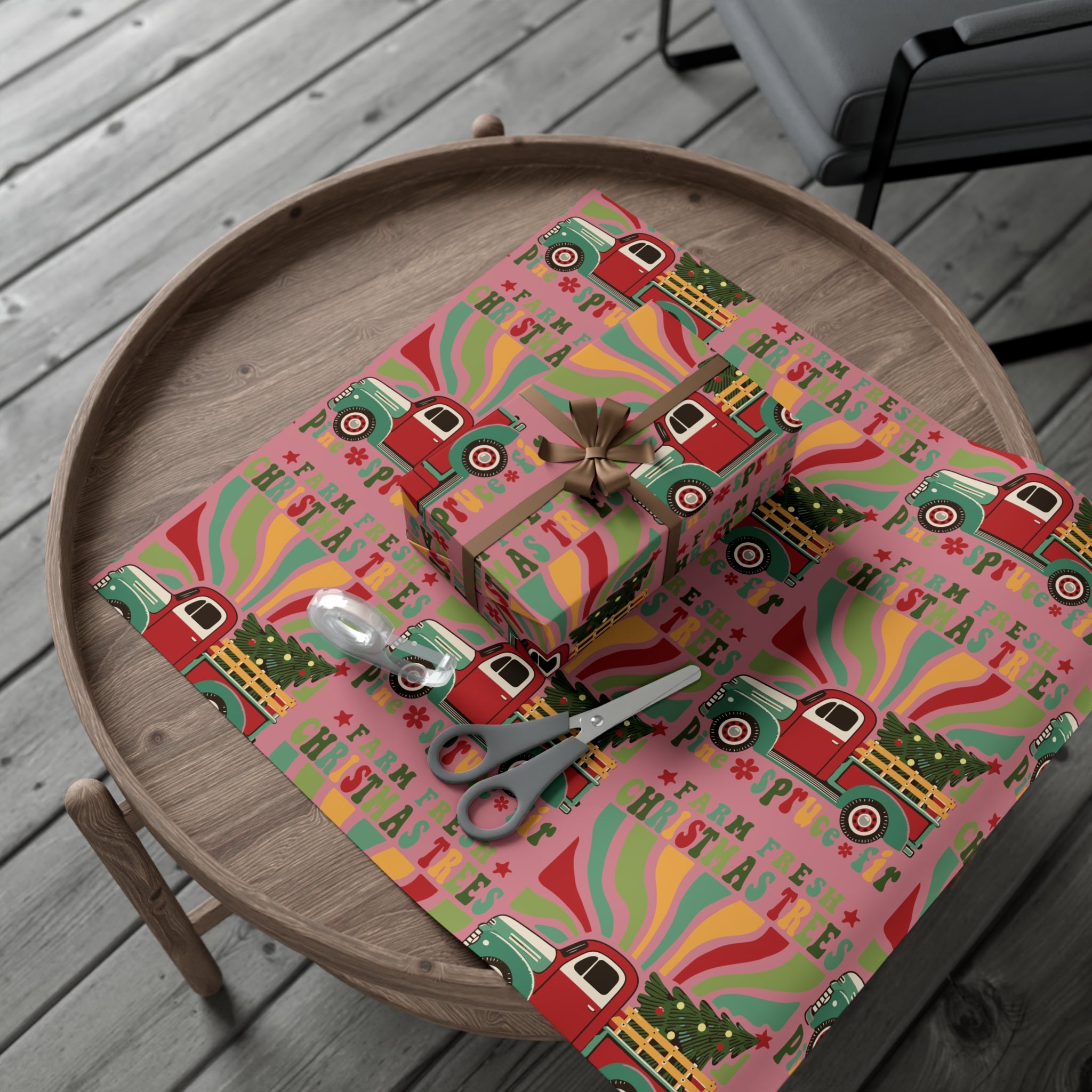 Christmas Retro Boho Pickup Wrapping Paper Holiday Gift Wrap with Perfect for Christmas Presents, Crafting, Holiday Decor Premium Quality Perfect for Gift - MRSBYVALLE