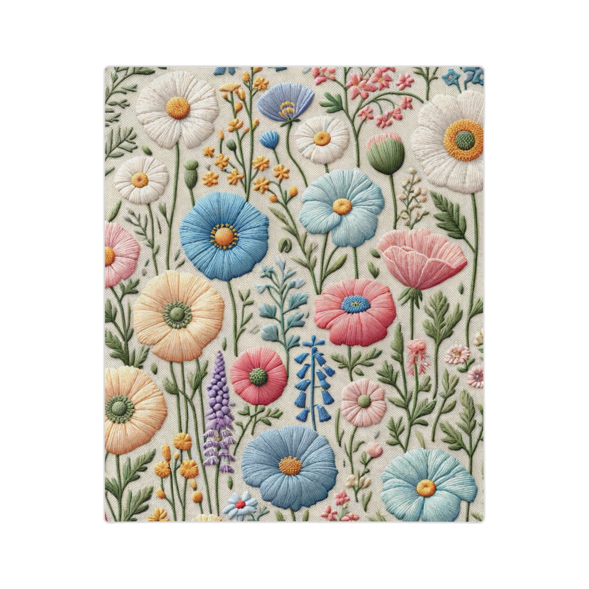 Boho Pastel Wildflower Minky Blanket  in Luxurious 100% Polyester Cozy Comfort Throw Ultra-Soft Microfiber Comfort Blanket, Perfect for Snuggling Decor, Cozy All-Season Warmth, Comfort Housewarming Gift Throw.