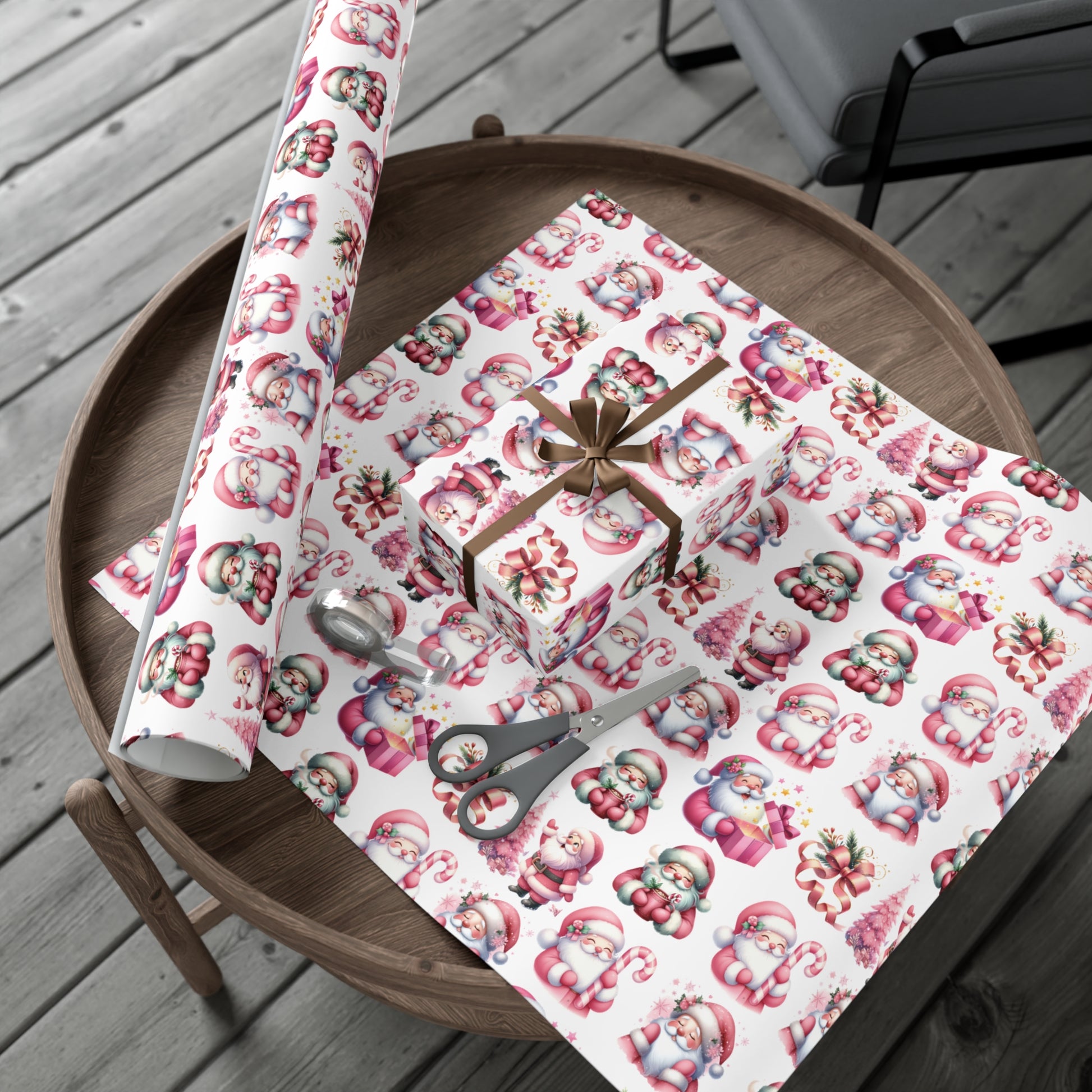 Pink Gift Wrap Papers, Christmas Santa Holiday Wrapping Pink Vintage Gift Packaging, Xmas Party Supplies, Decorative Present Wrap for Mom Premium Quality - MRSBYVALLE
