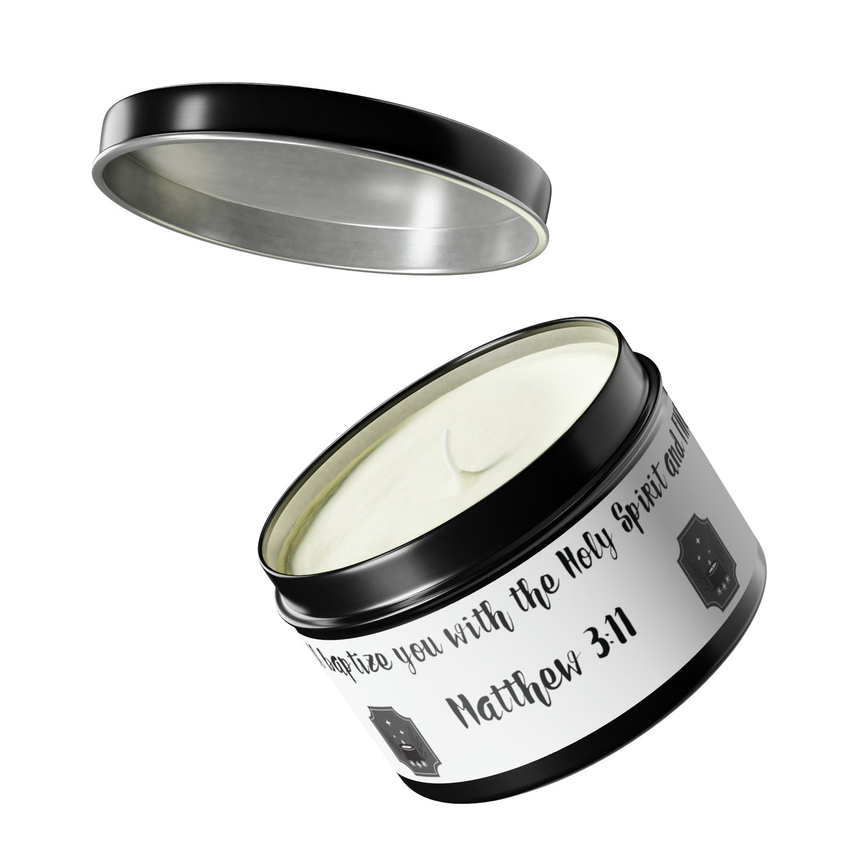 New House Sacred Light Divine Verse Tin Candles Embrace Peace with 4oz/8oz Coconut Soy Wax, Hand-Poured in USA. Lead-Free Wick, 20-40hr Burn. Evergreen, Vanilla, More Spiritual Ambiance Awaits Pure Harmony Grace..