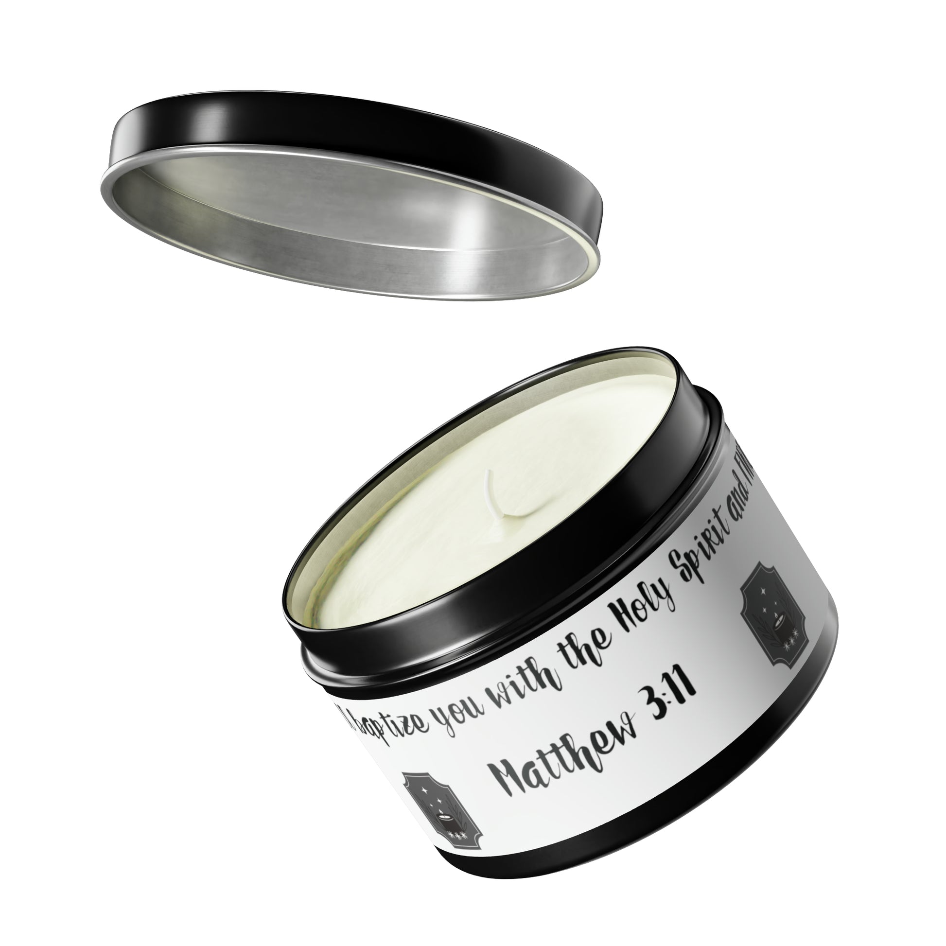 New House Sacred Light Divine Verse Tin Candles Embrace Peace with 4oz/8oz Coconut Soy Wax, Hand-Poured in USA. Lead-Free Wick, 20-40hr Burn. Evergreen, Vanilla, More Spiritual Ambiance Awaits Pure Harmony Grace..