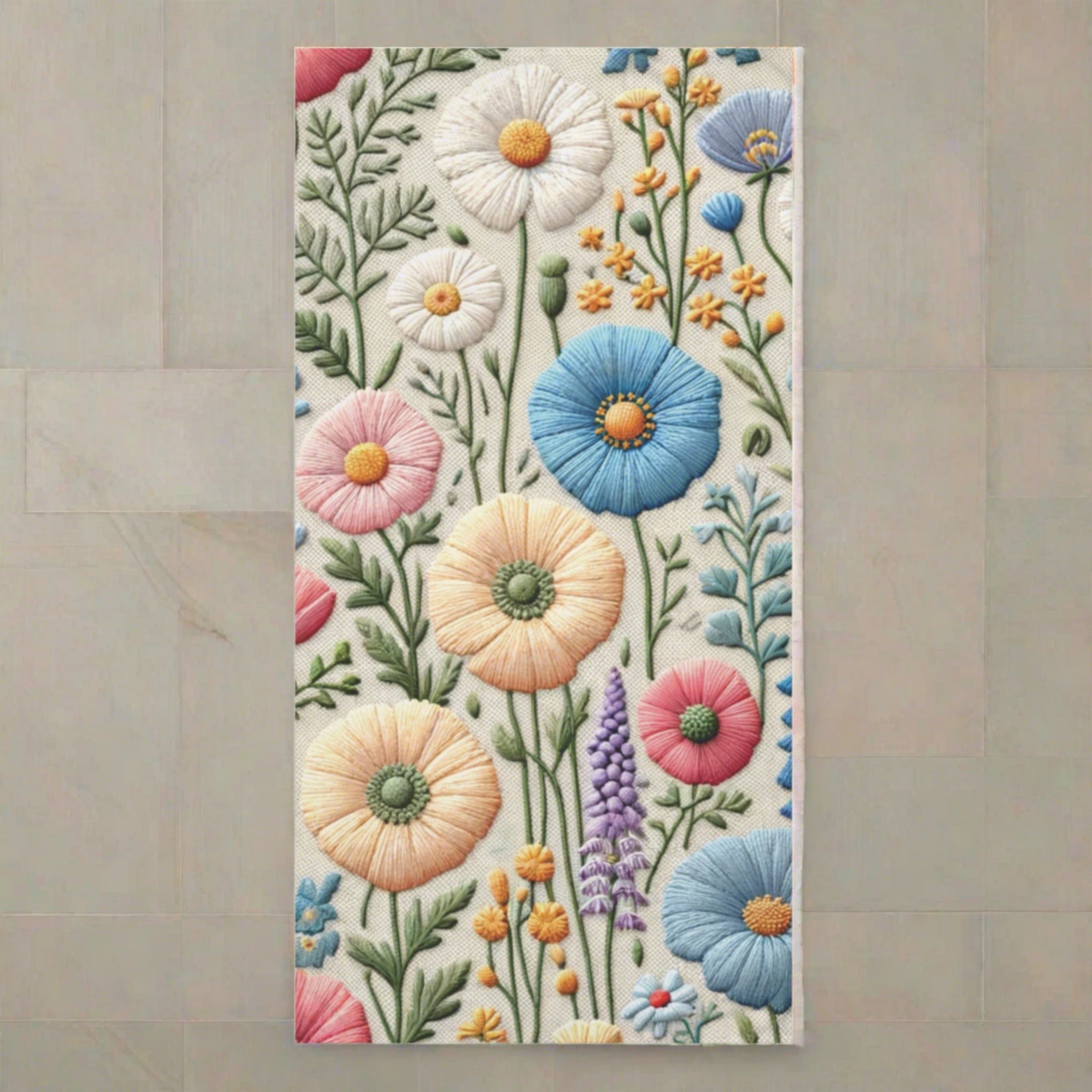 Pastel Wildflower Pink Purple Blue Soft & Luxurious Mink-Cotton Towel 30x60 Elevate Your Bath Experience with Vibrant Nature-Inspired Elegance Housewarming Gift.