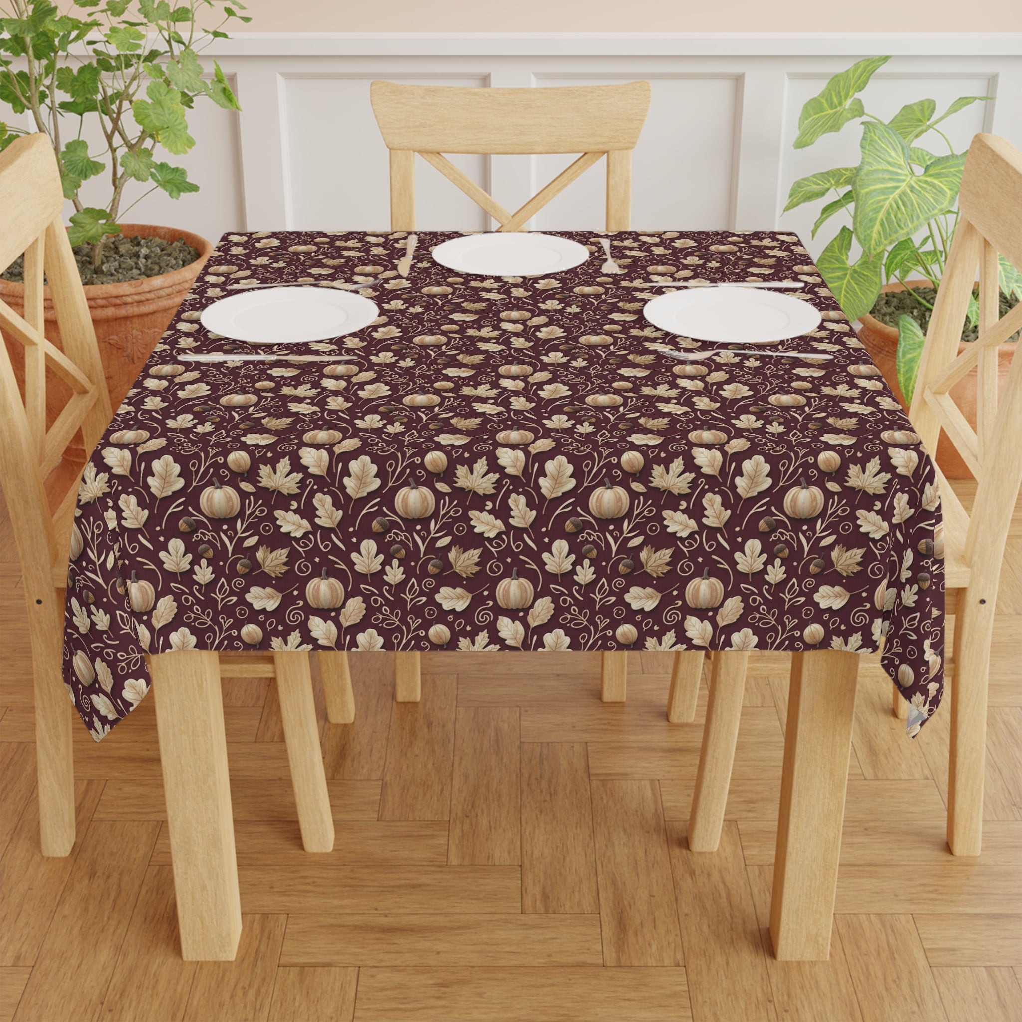 Burgundy  Elegant Wildflowers Fall Chic Tablecloth Durable Table Cover, Perfect Gift for Housewarming, Parties, and Weddings all Events and Occasions