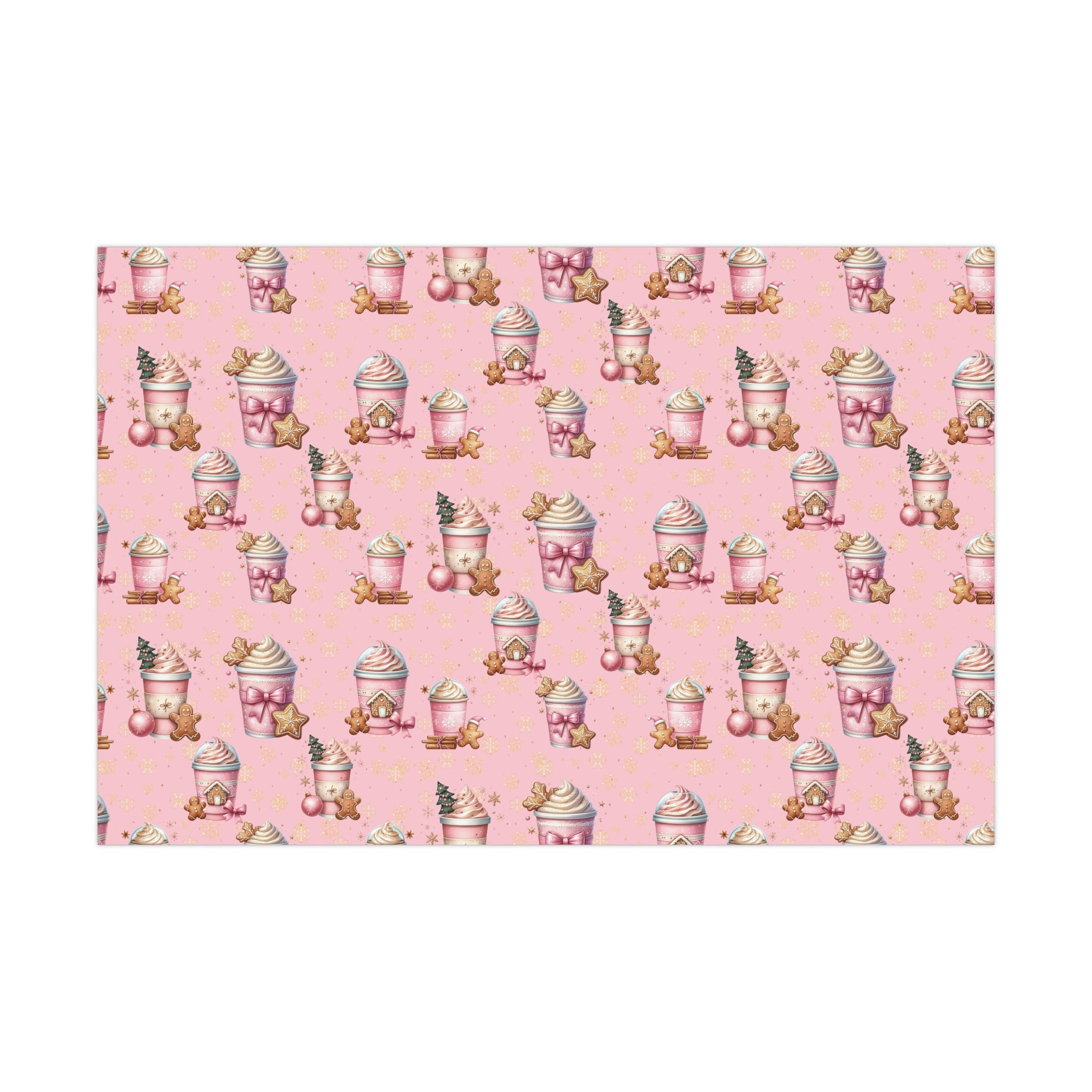 Whimsical Pink Gingerbread People with Coffee Delights Wrapping Paper Festive, Playful, and Perfect for Adding a Sweet Touch to Your Holiday Gifts Moms - MRSBYVALLE
