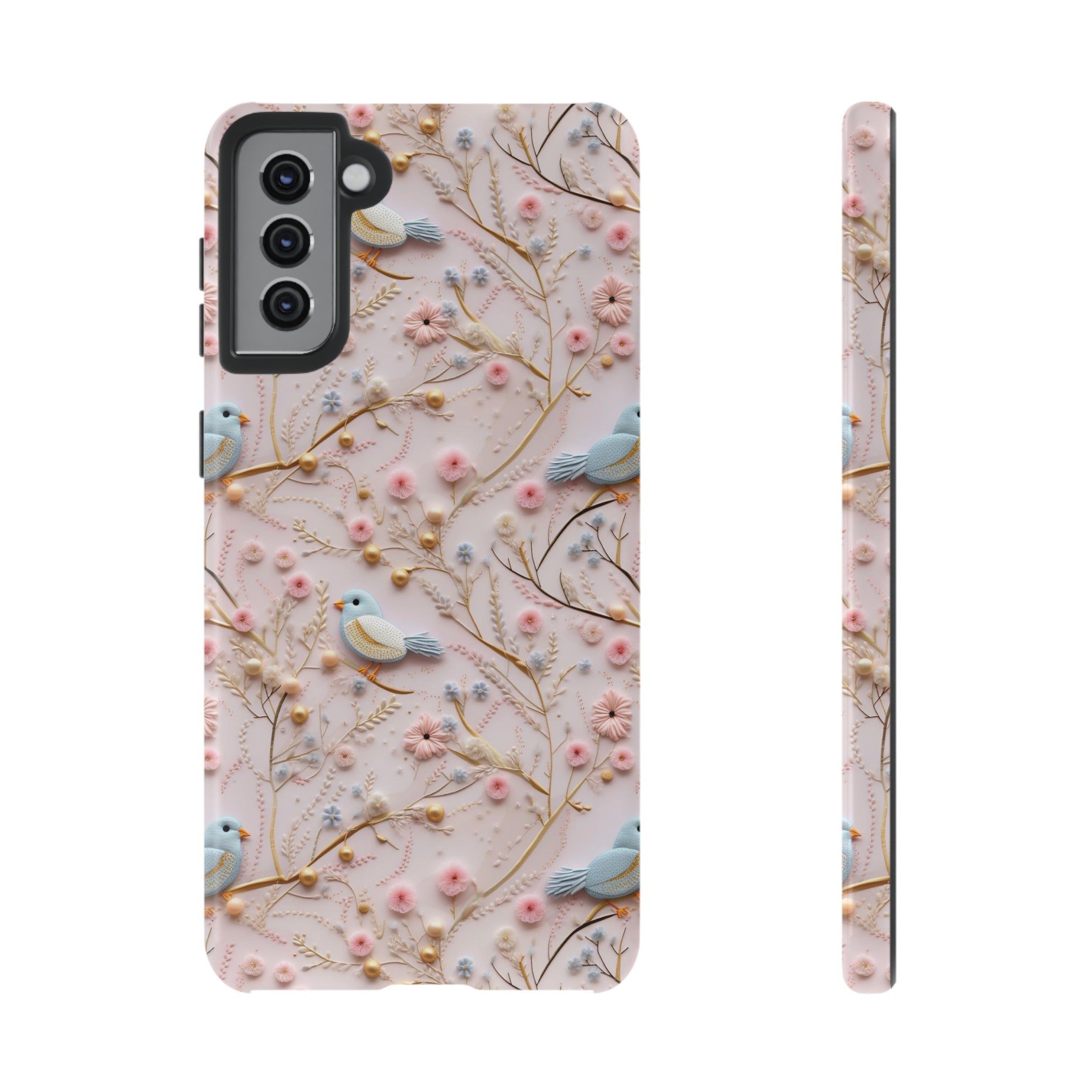3D Birds Elegant Faux Flowers Phone Case Stylish & Durable for iPhone Samsung Gift iPhone 15, 14, 13 Samsung Pixel Gift for Mom Accessory Gift for Her