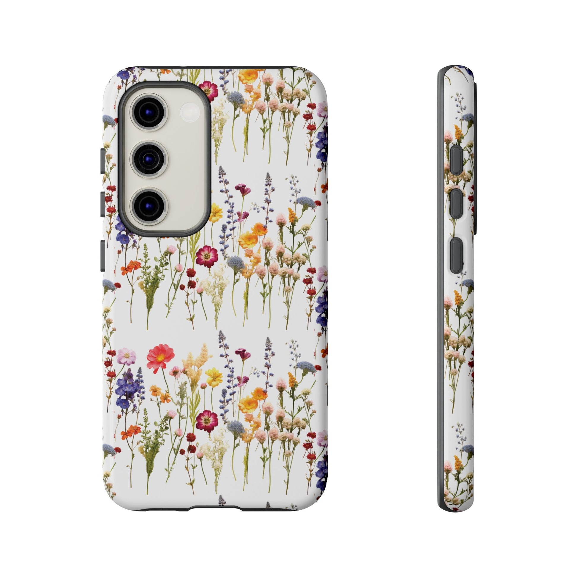 White Best Phone Case Press Flowers Floral 3D Illusion Luxury Tough Case Floral Elegant Durable Stylish for Modern Devices iPhone 17, 16, 15, Samsung iPhone Samsung Accessory Gift for Her