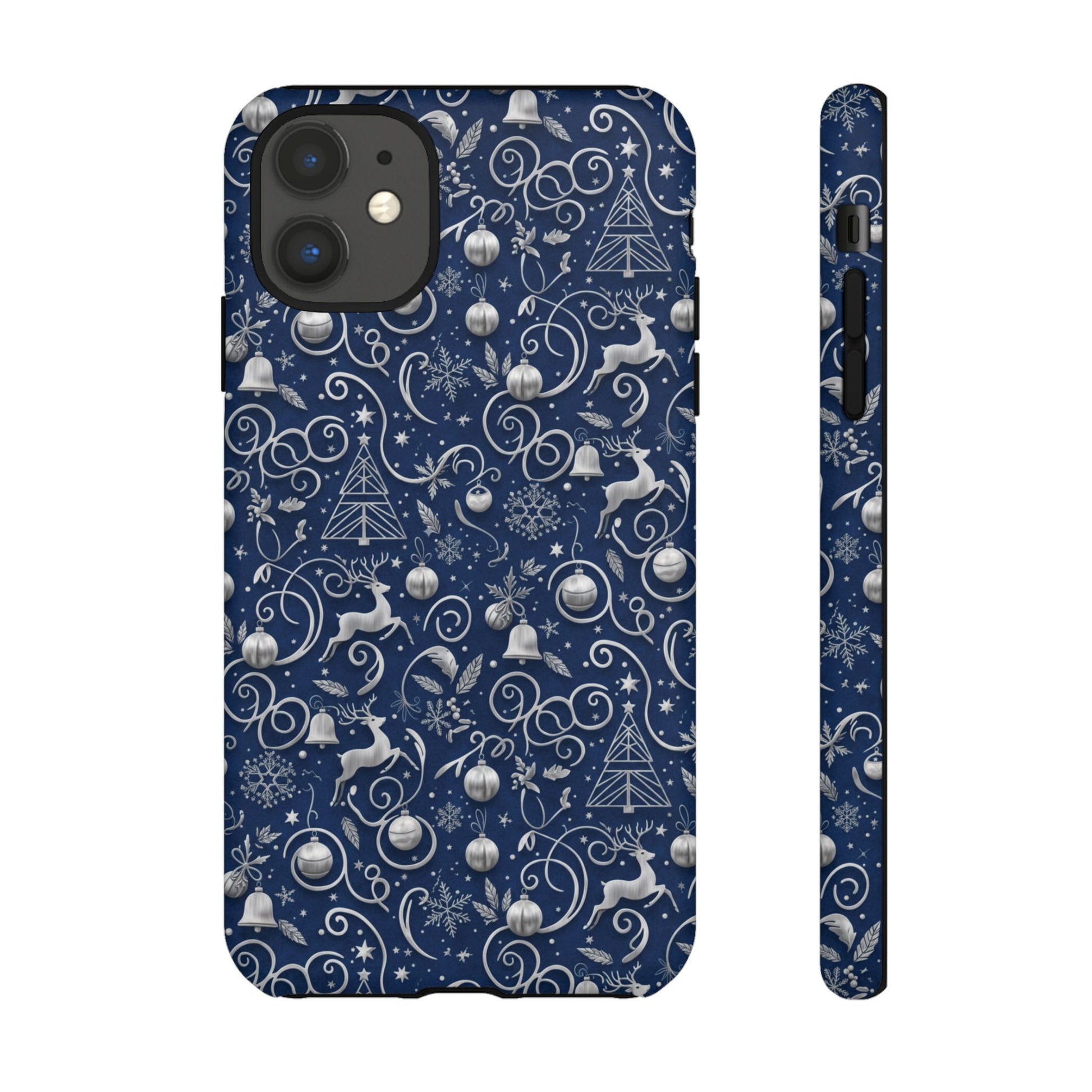 Blue & Silver Christmas Phone Case – Holiday Sparkle Design for iPhone 17, All iPhones & Galaxy | MRSBYVALLE Gift for Her