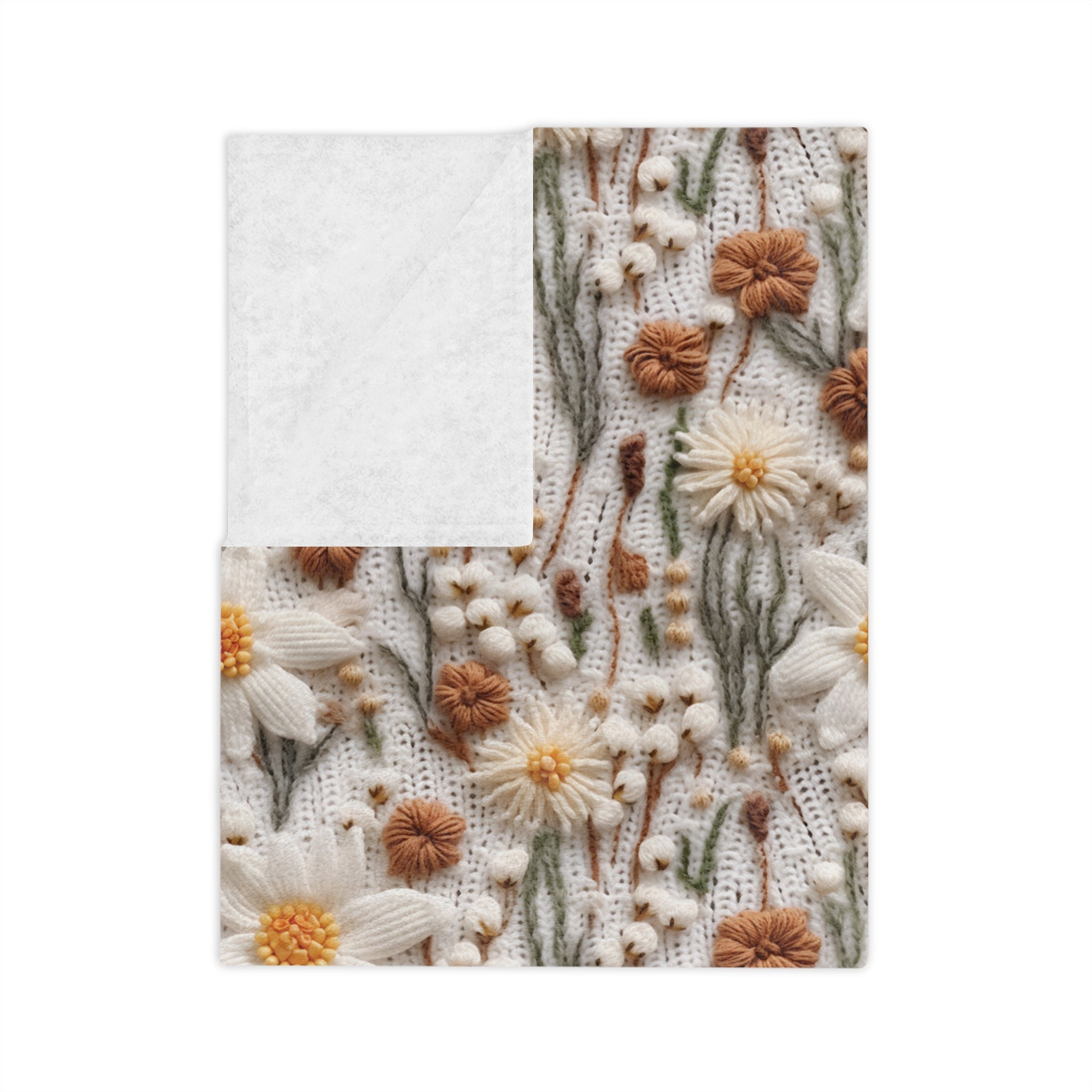 Wildflower Mirage Boho 3D Embroidery Illusion Minky Blanket Cozy Comfort Throw Ultra-Soft Microfiber Comfort Blanket, Perfect for Snuggling Decor, Cozy All-Season Warmth, Comfort Housewarming Gift Throw.
