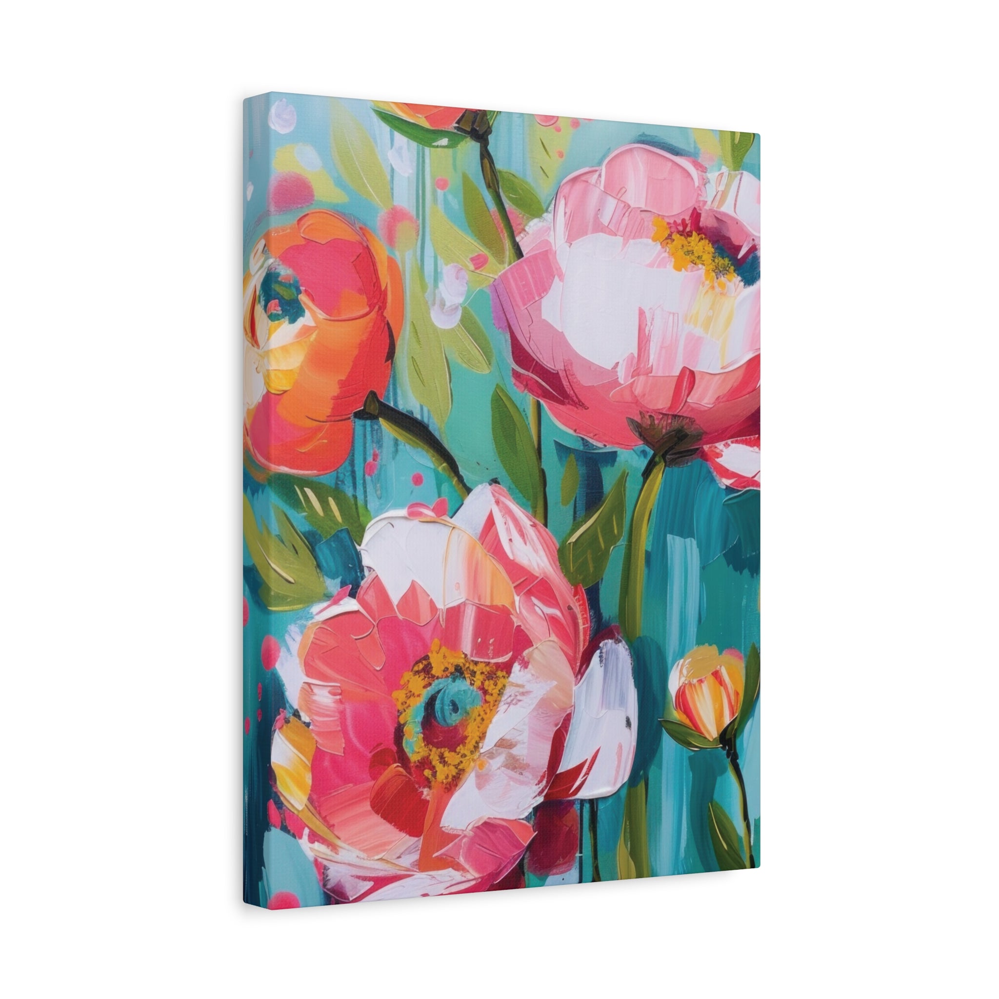 Unique Boho Floral Wall Art Matte Canvas Stretched, Vibrant Botanical Design, Perfect for Living Room, Bedroom, or Office Decor, Adds a Stylish Touch to Any Space - MRSBYVALLE