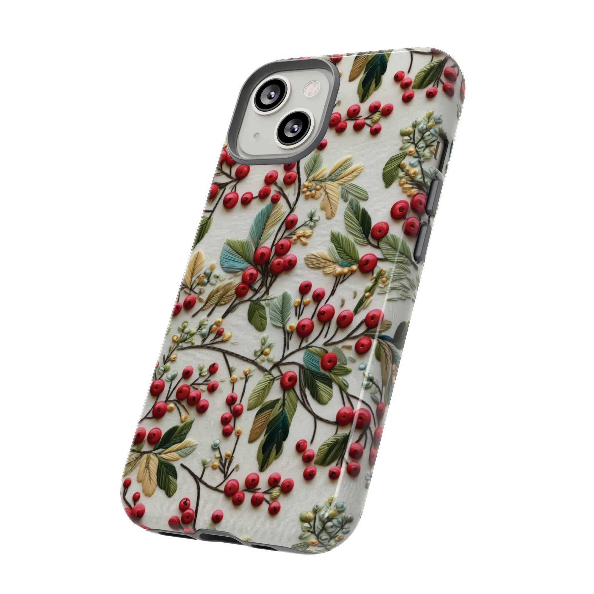 Holly Christmas Wildflowers Boho Chic Design Phone Case - Stylish, Protective Cover for All Models Gift for Mom Accessory Gift for Her