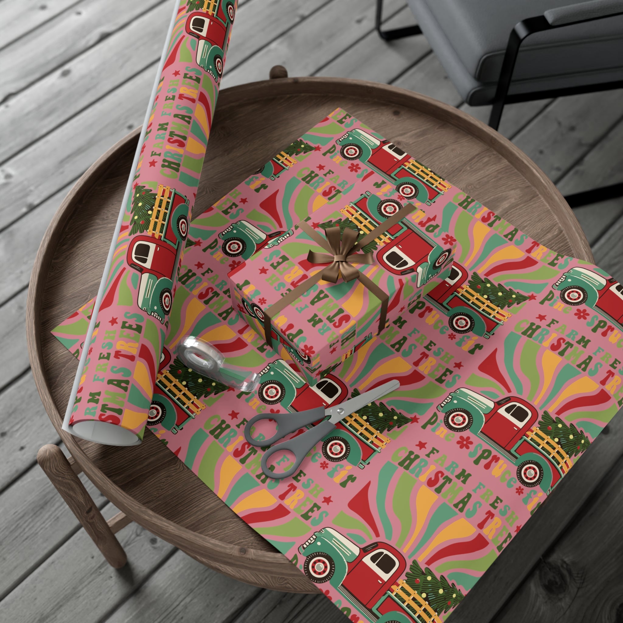 Christmas Retro Boho Pickup Wrapping Paper Holiday Gift Wrap with Perfect for Christmas Presents, Crafting, Holiday Decor Premium Quality Perfect for Gift - MRSBYVALLE