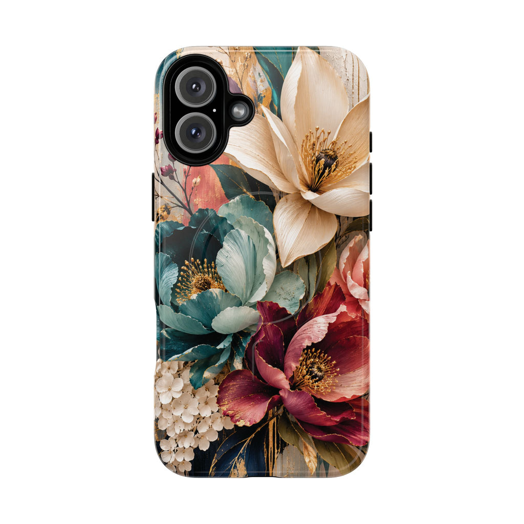 Vintage Floral Bouquet phone case Tough Magnetic Case Velvet Bloom Floral Art iPhone Case  Botanical Protective Case Samsung Modern Garden