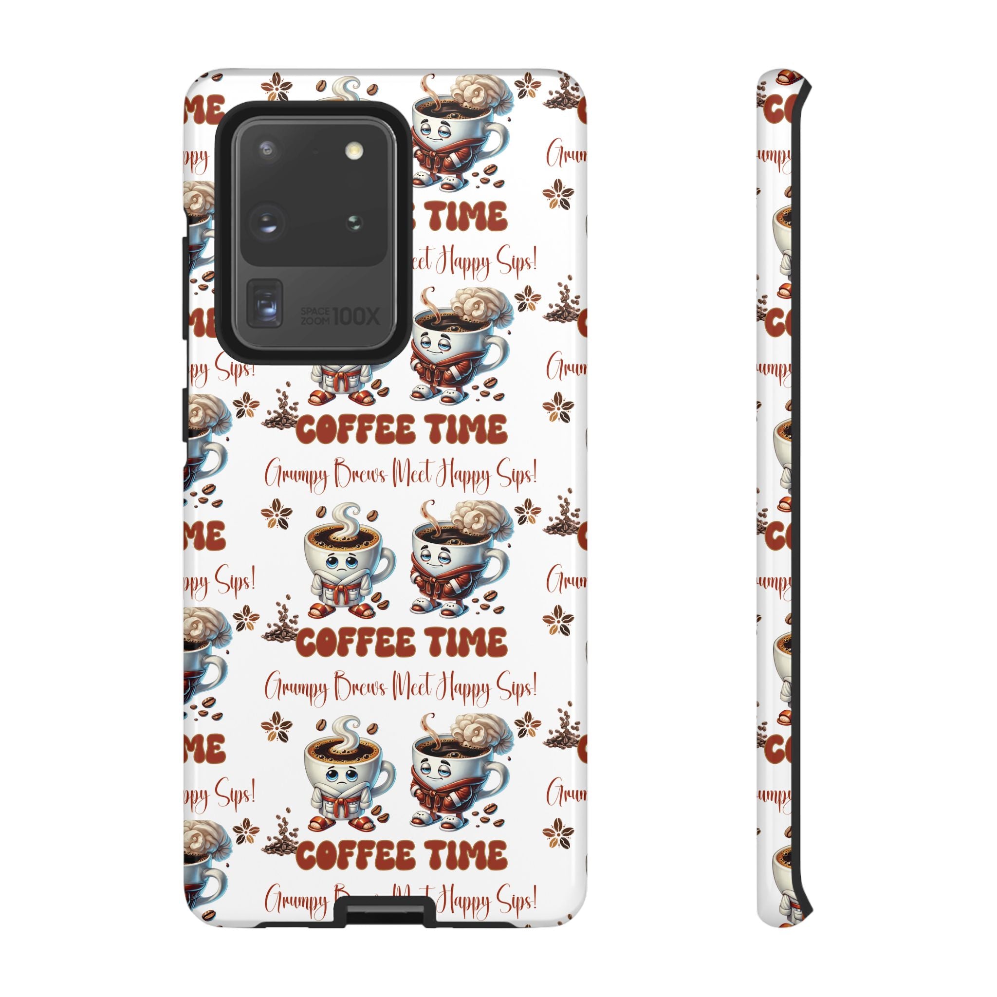 Grumpy Brews Meet Happy Sips Phone Case Compatible with iPhone, Samsung & Pixel | Fun, Durable Protection for Coffee Lovers | Unique Design, Shockproof & Scratch-Resistant Perfect for Coffee Lover - MRSBYVALLE