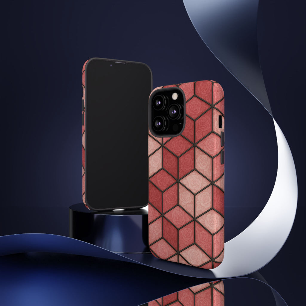 Geometric Stained Glass Illusion Phone Case Colorful Abstract Art, Aesthetic Protective Cover for iPhone, Samsung & Google, Unique Gift Idea Mom