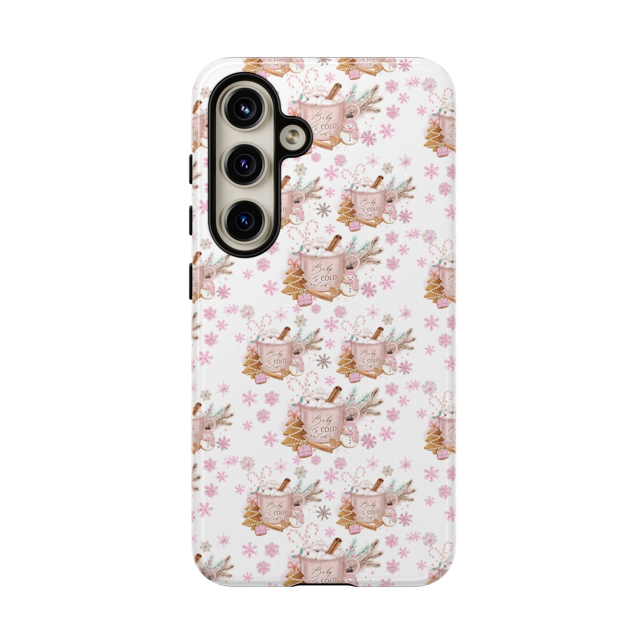 Baby it's Cold Outside Pink and White Phone Case Unique Holiday Protection for Your Device | Stylish & Durable Cover Gift for Her Phone 15, Samsung iPhone Samsung Accessory Gift for Her