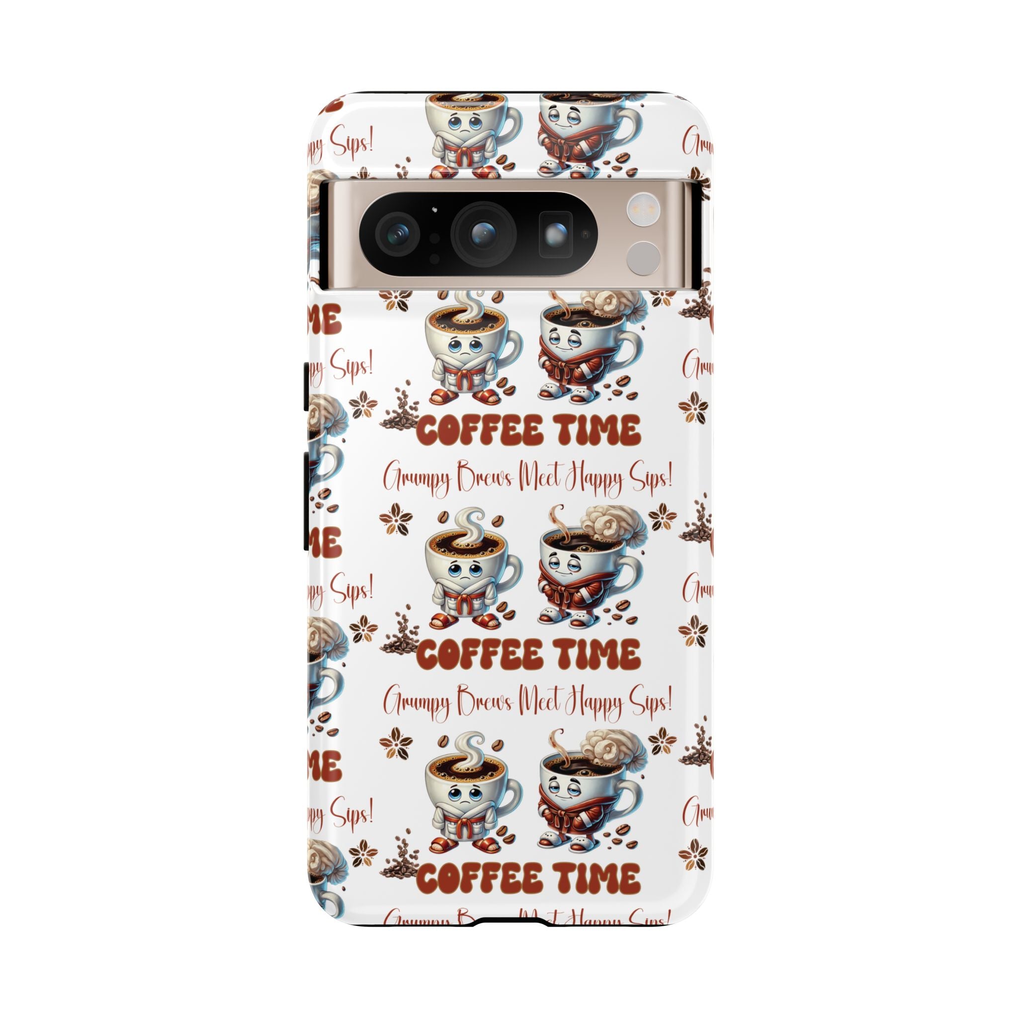 Grumpy Brews Meet Happy Sips Phone Case Compatible with iPhone, Samsung & Pixel | Fun, Durable Protection for Coffee Lovers | Unique Design, Shockproof & Scratch-Resistant Perfect for Coffee Lover - MRSBYVALLE