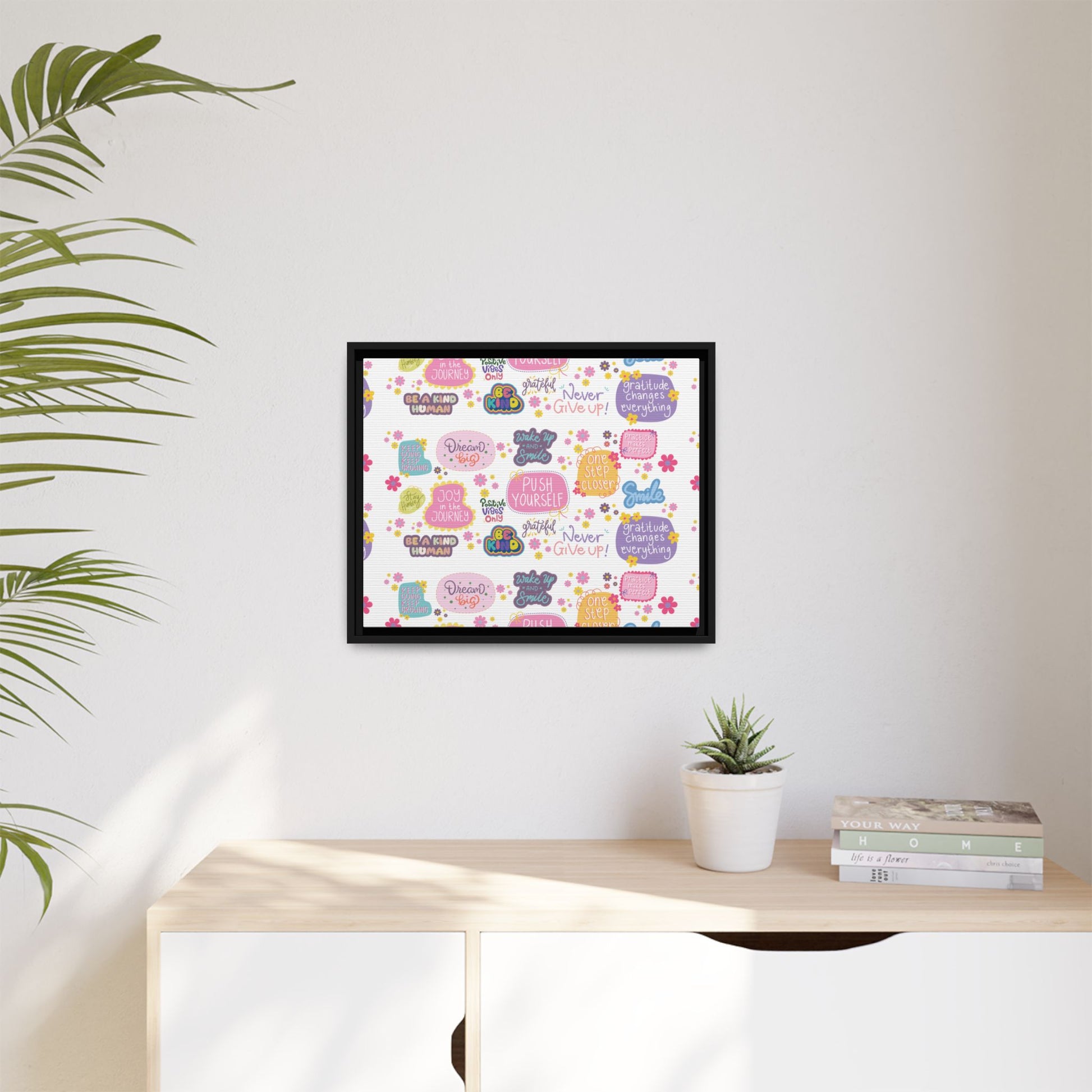 Good Vibes Only Canvas Wall Art – Ready‑to‑Hang Motivational Quote Picture, Positive Affirmation Home & Office Décor, Uplifting Gift Idea Bedroom, or Office Décor Gift for Mom