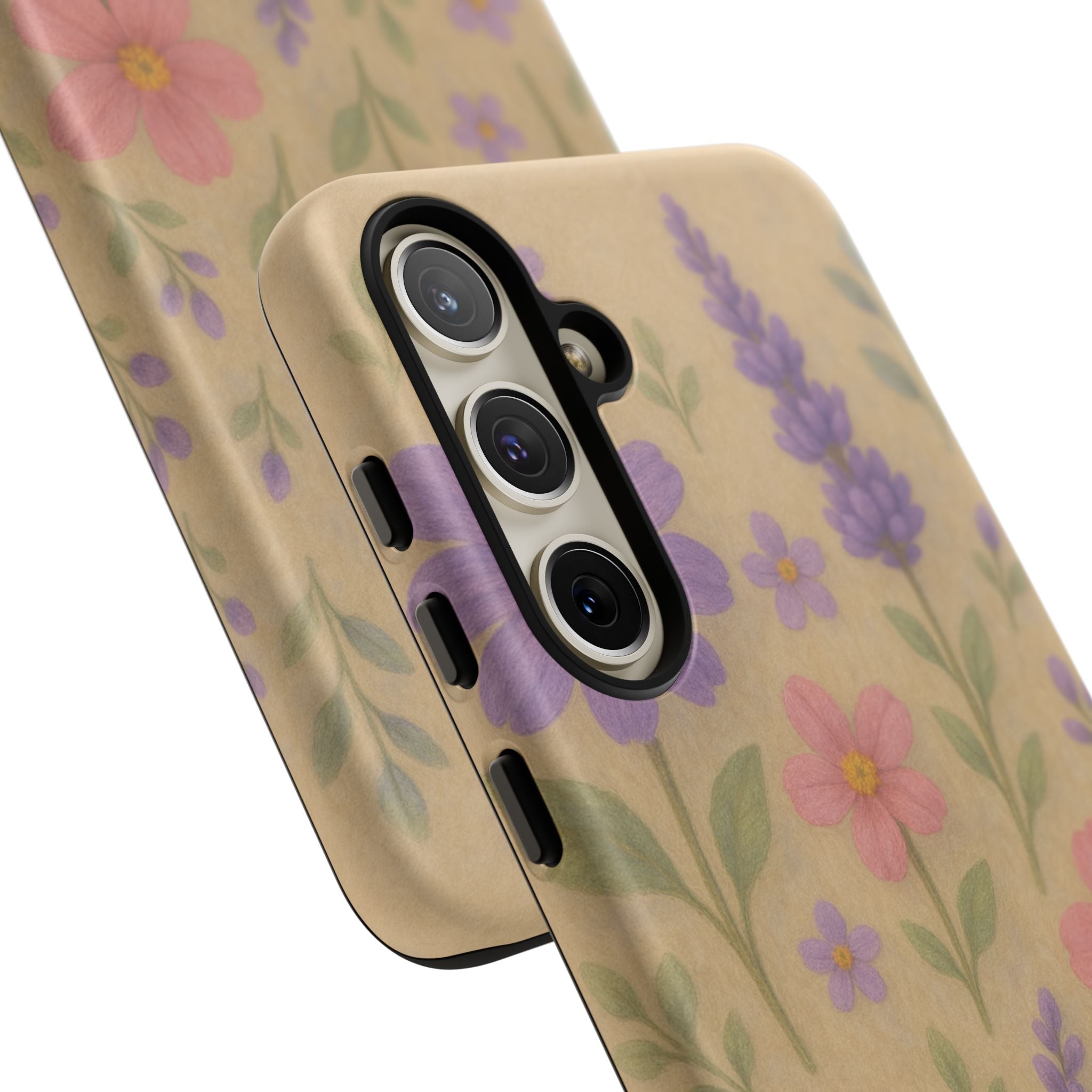 3D Illusion Wildflower Phone Case Cute Pastel Floral Design in Lavender, Pink, Mint Green – Aesthetic Protective Case for iPhone and  Android