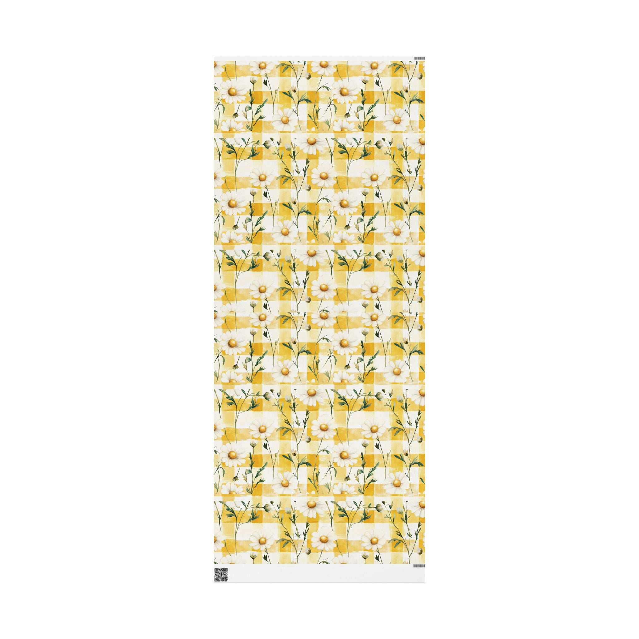 Daisy Checker Pastel Yellow Wrapping Paper — Spring Floral Gift Wrap