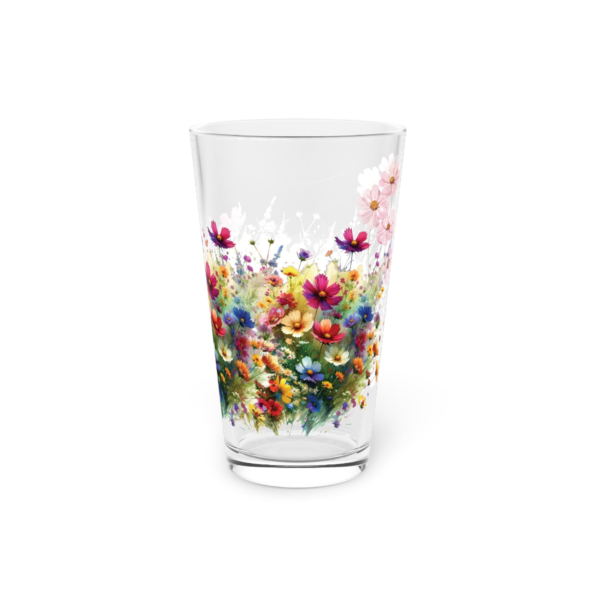 Vibrant Wildflower Pint Glass Colorful Floral Drinkware for Home & Bar, 16 oz Housewarming, Wedding, Bridal Shower Glass, Mother's Day Party Drinkware, Housewarming Perfect Gift Party Drinkware, Cocktail, Wedding Perfect for Parties - MRSBYVALLE