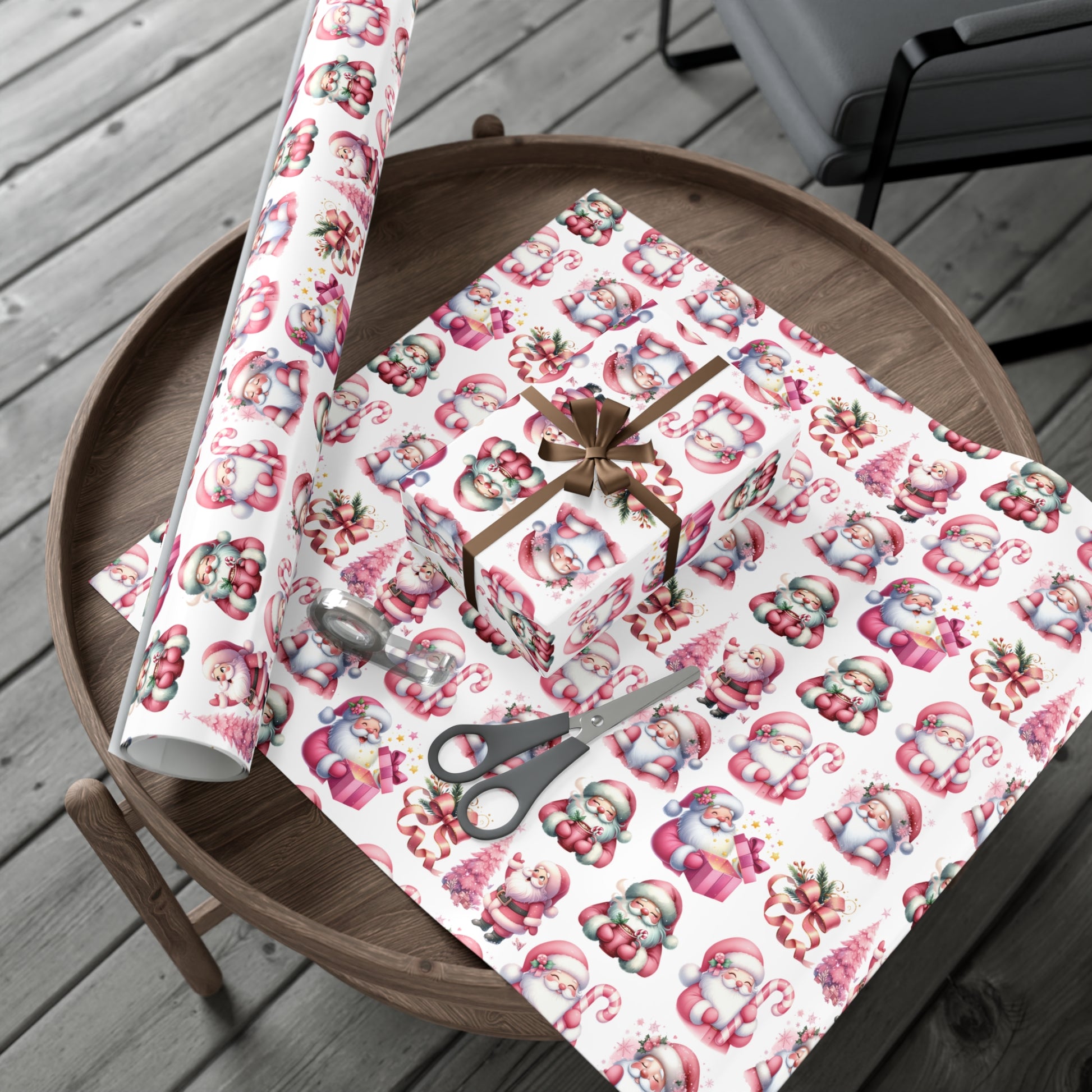 Pink Gift Wrap Papers, Christmas Santa Holiday Wrapping Pink Vintage Gift Packaging, Xmas Party Supplies, Decorative Present Wrap for Mom Premium Quality - MRSBYVALLE