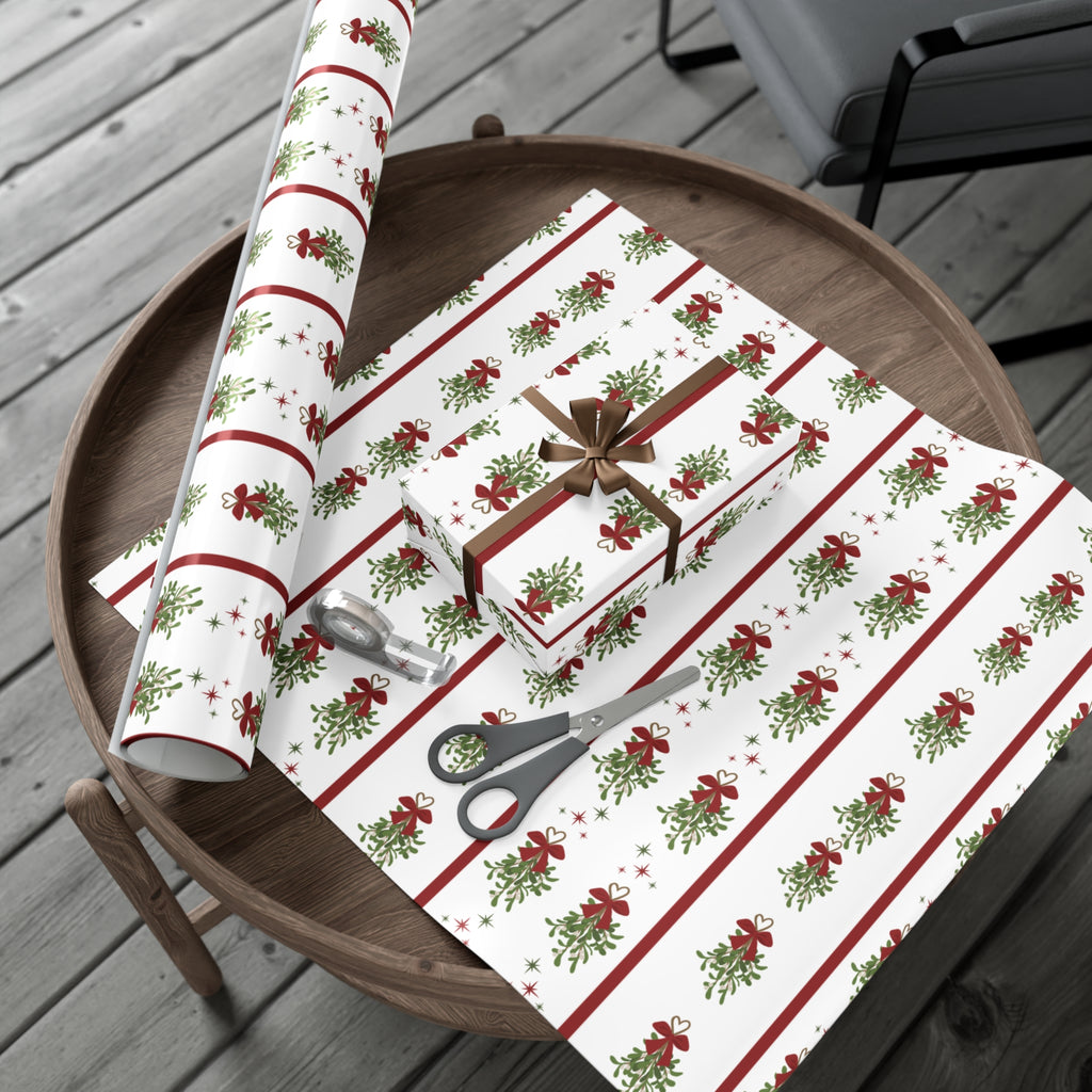 Mistletoe Christmas Wrapping Paper | Elegant 3D Holiday Gift Wrap | Christmas Wrapping paper