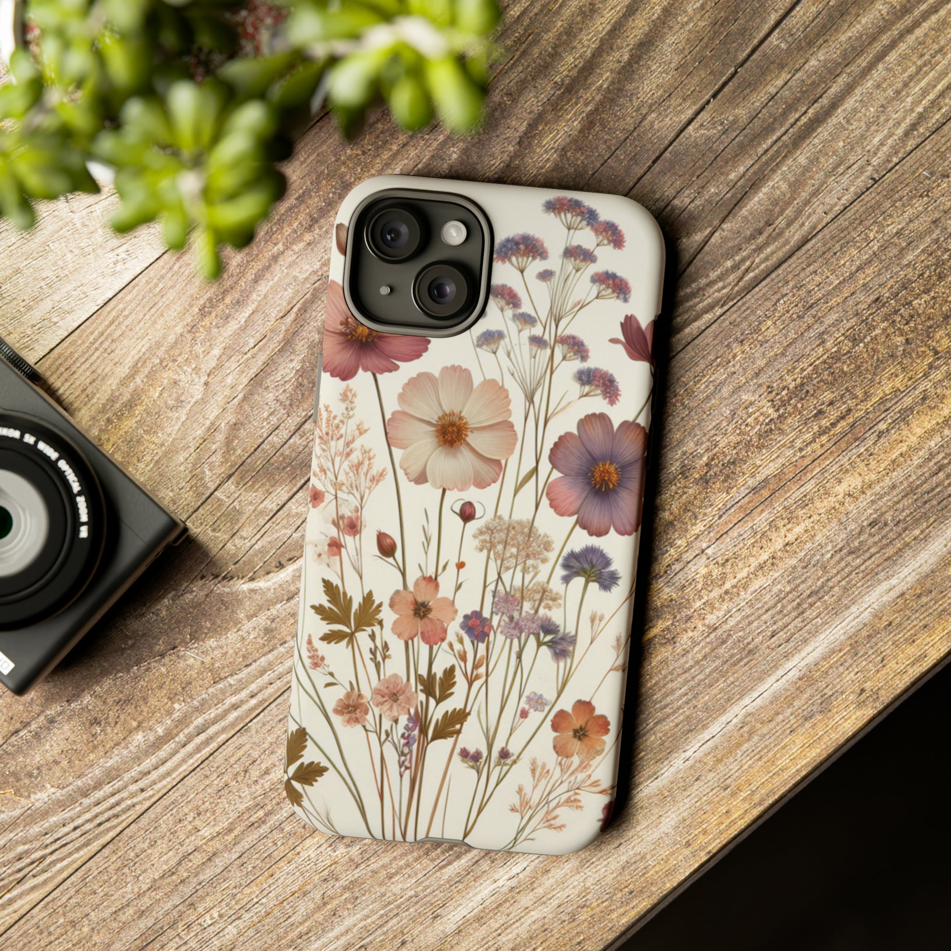 Wildflower Boho Luxury Phone Tough Case Floral Elegant Durable Stylish for Modern Devices iPhone 15, Samsung iPhone Samsung Accessory Gift for Her.
