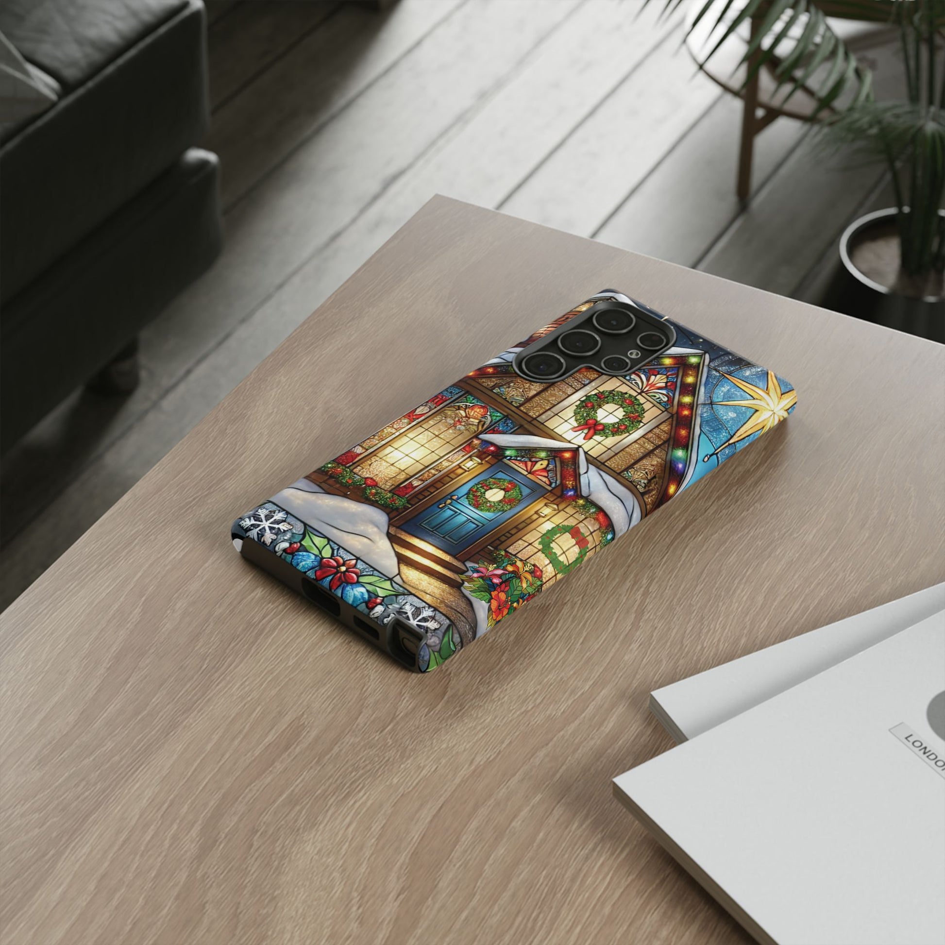 Stain Glass Christmas Phone Case Unique Holiday Protection for Your Device | Stylish & Durable Cover Gift for Her Phone 15, Samsung iPhone Samsung Accessory Gift for Her - MRSBYVALLE