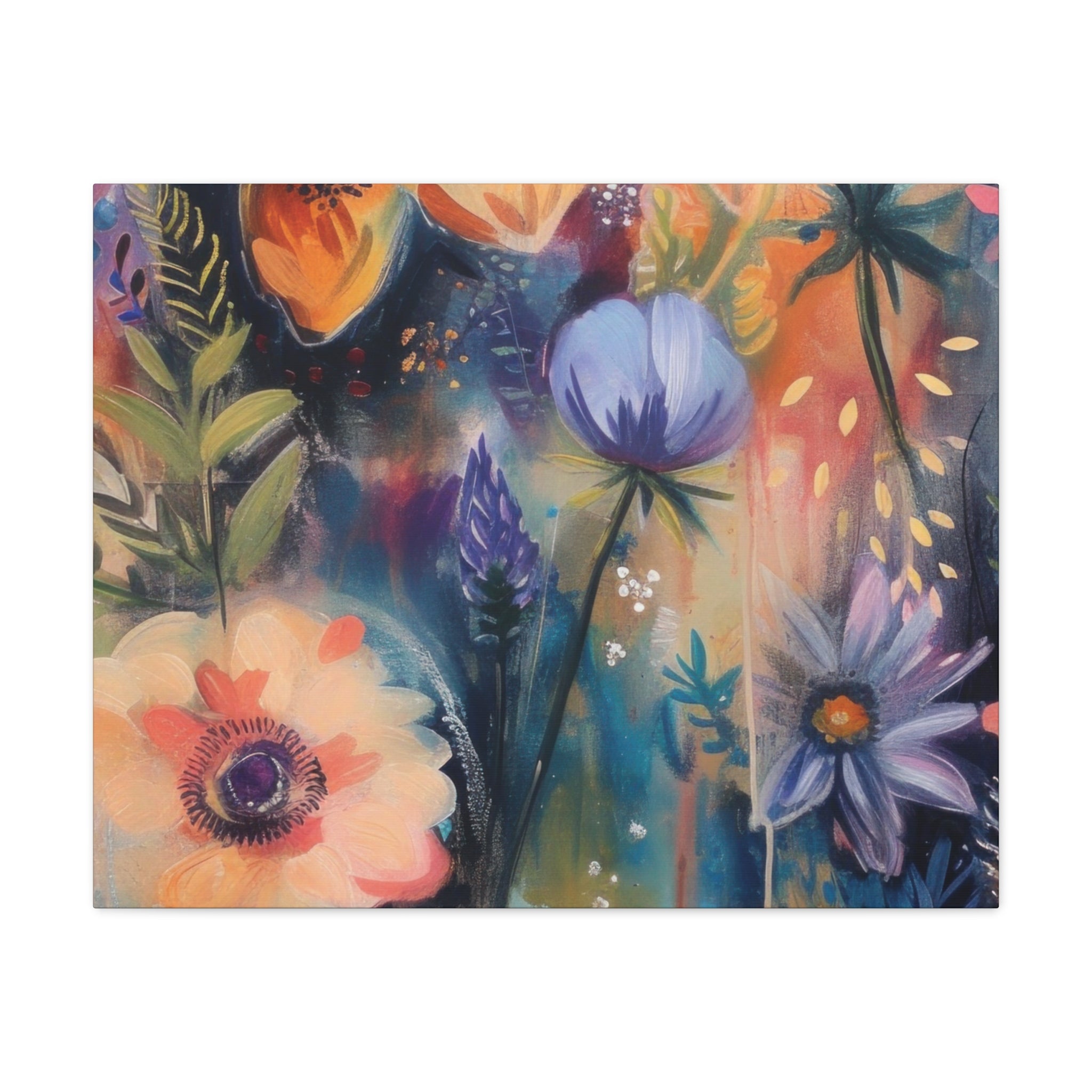 Boho Floral Wall Art Matte Canvas Stretched, Vibrant Botanical Design, Perfect for Living Room, Bedroom, or Office Decor, Adds a Stylish Touch to Any Space1.25" - MRSBYVALLE