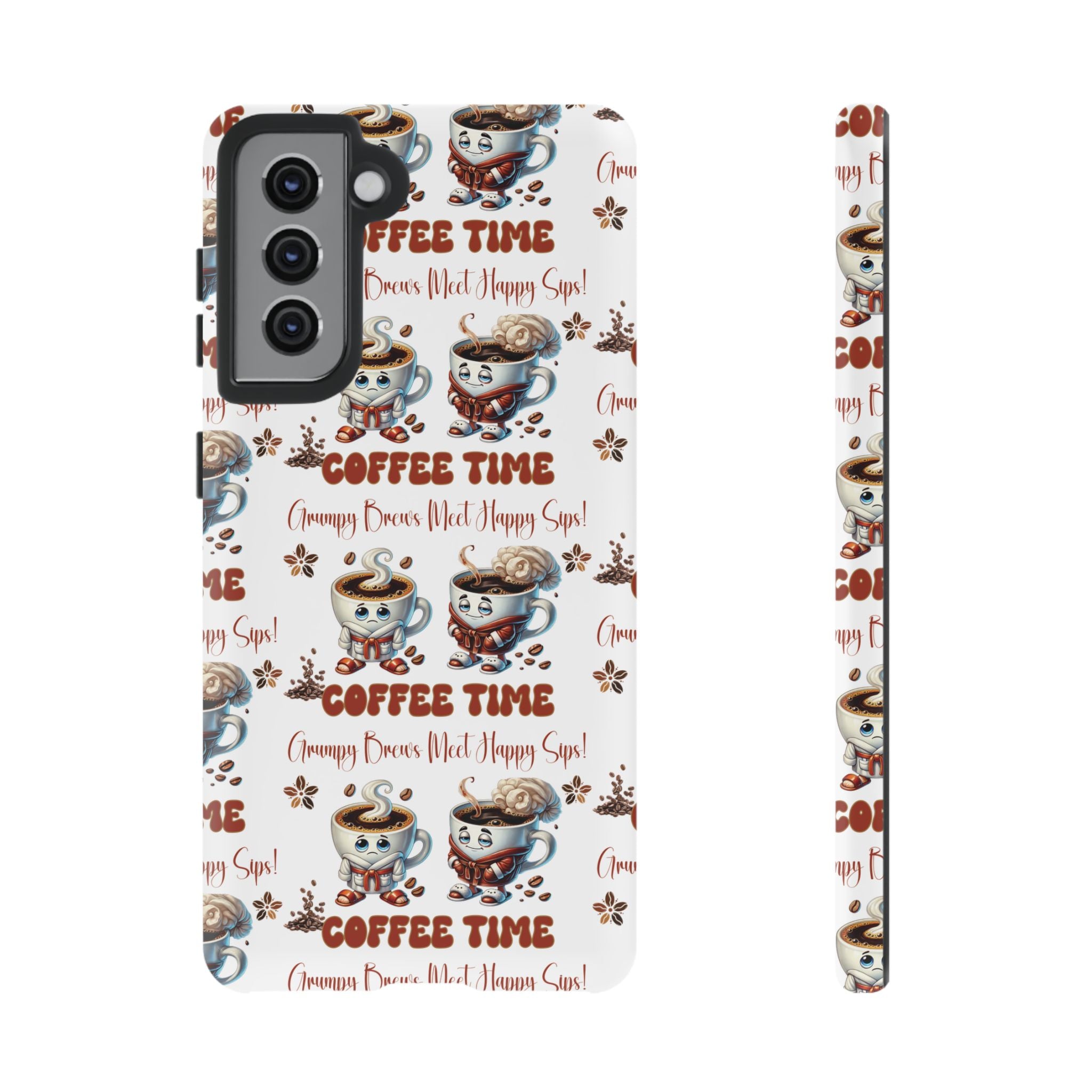 Grumpy Brews Meet Happy Sips Phone Case Compatible with iPhone, Samsung & Pixel | Fun, Durable Protection for Coffee Lovers | Unique Design, Shockproof & Scratch-Resistant Perfect for Coffee Lover - MRSBYVALLE