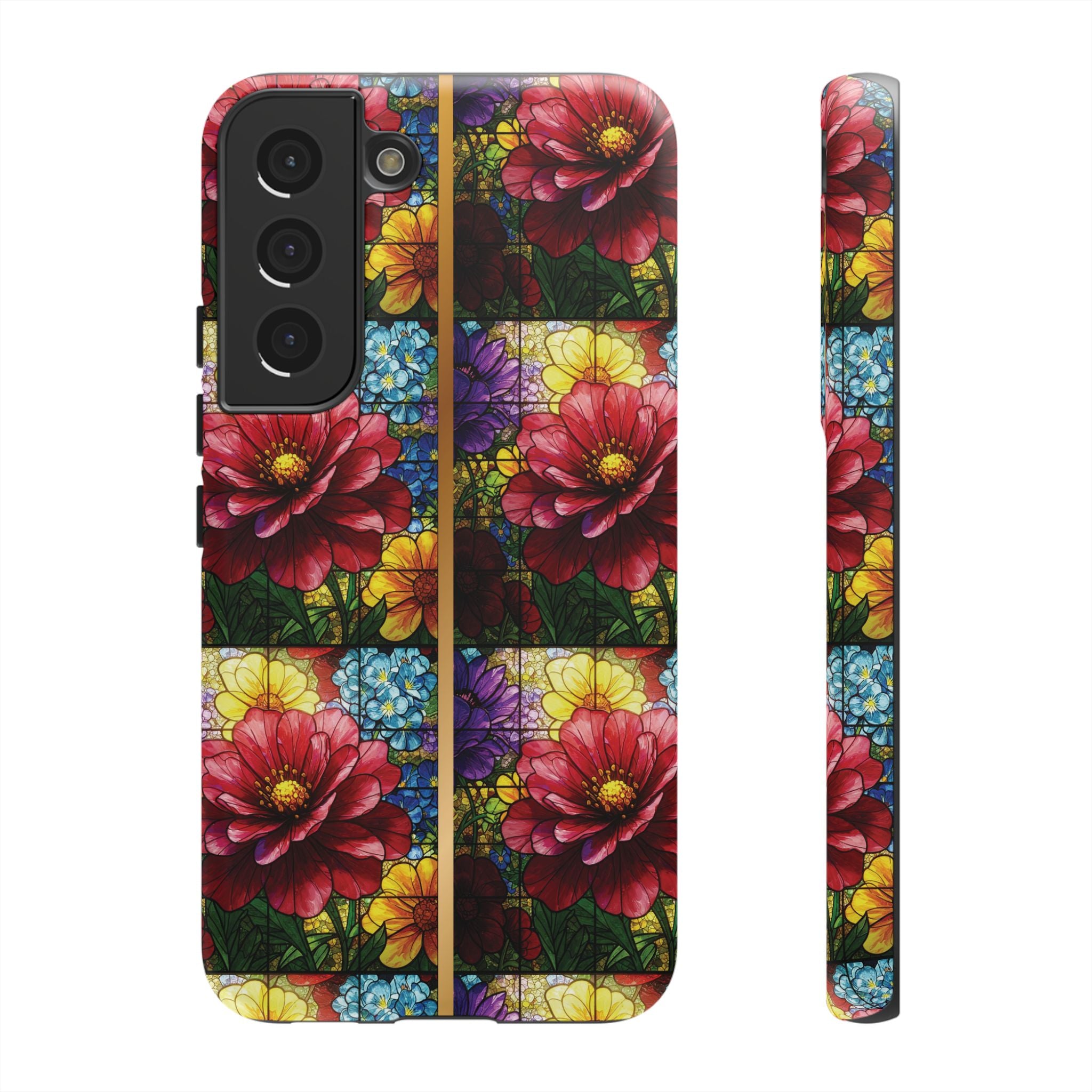 Stained Glass Illusion Floral Phone Case  3D Colorful Flower Design, Protective Christian Gift, Fits iPhone, Samsung, Google Pixel