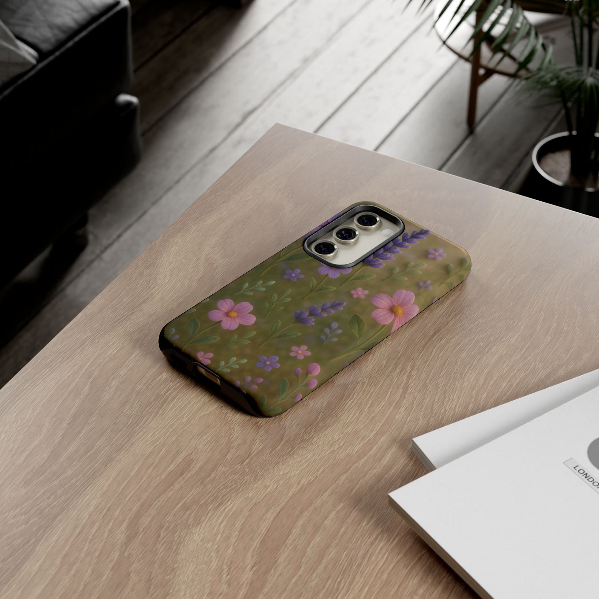 Pastel Flowers 3D Illusion Wildflower Phone Case Cute Pastel Floral Design in Lavender, Pink, Mint Green Aesthetic Protective Case for iPhone and  Android