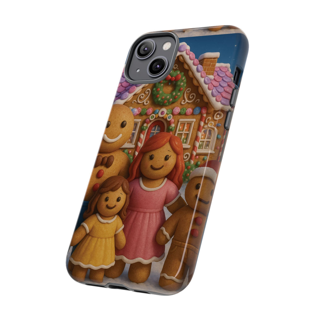 Coque de téléphone esthétique Famille en Pain d'Épices – Design d'inspiration vintage sur le thème de Noël – Étui stylé pour modèles iPhone et Samsung Galaxy