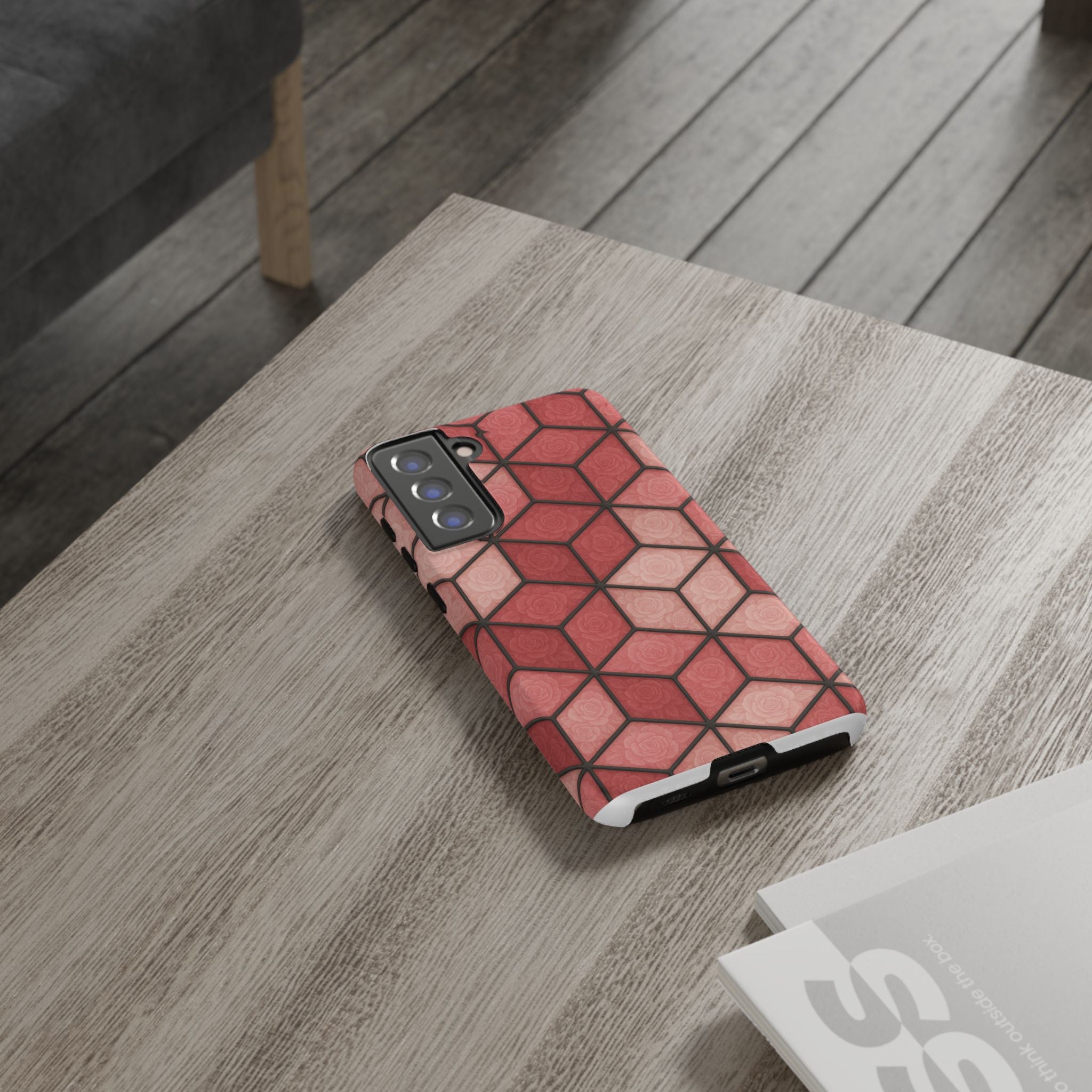 Geometric Stained Glass Illusion Phone Case Colorful Abstract Art, Aesthetic Protective Cover for iPhone, Samsung & Google, Unique Gift Idea Mom