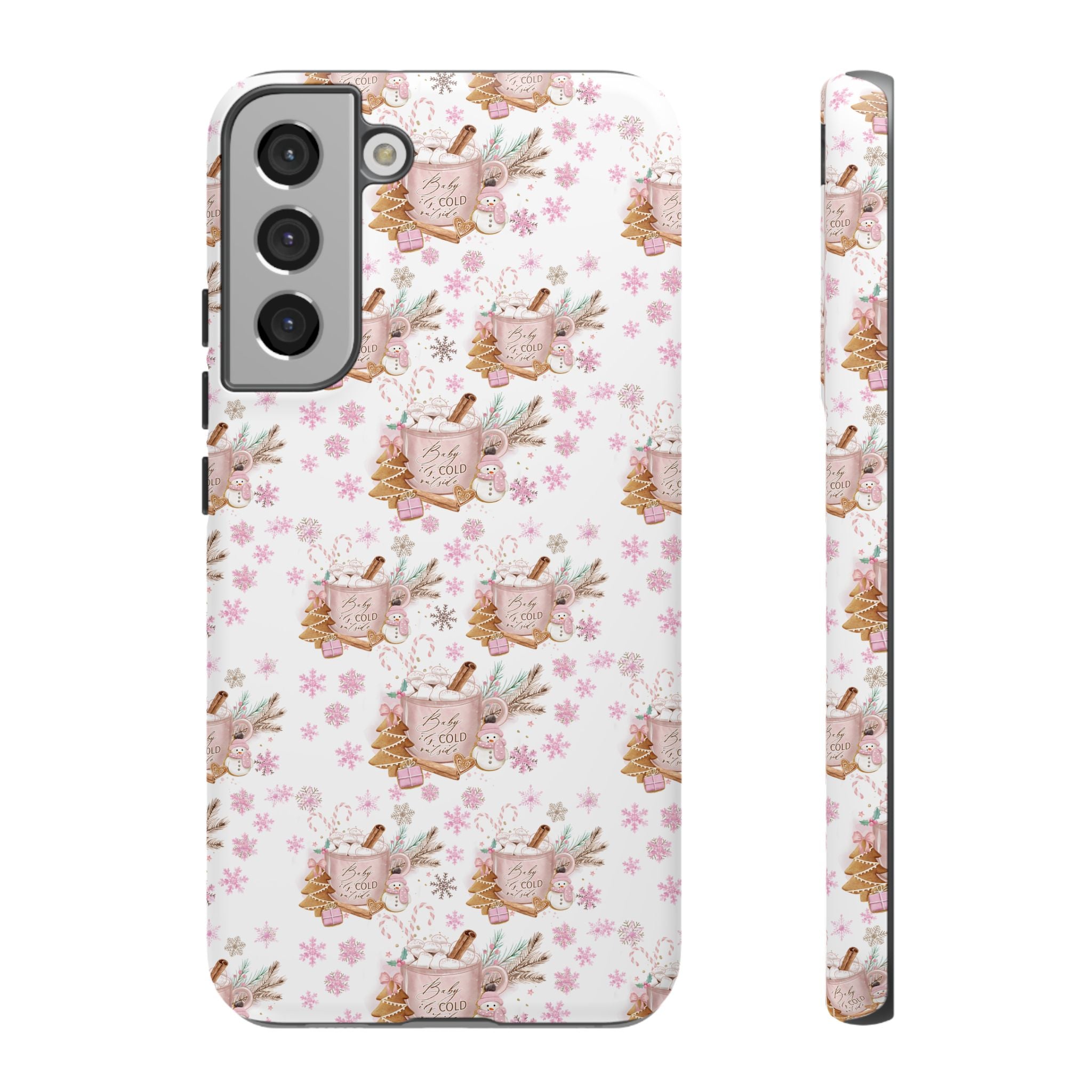 Baby it's Cold Outside Pink and White Phone Case Unique Holiday Protection for Your Device | Stylish & Durable Cover Gift for Her Phone 15, Samsung iPhone Samsung Accessory Gift for Her