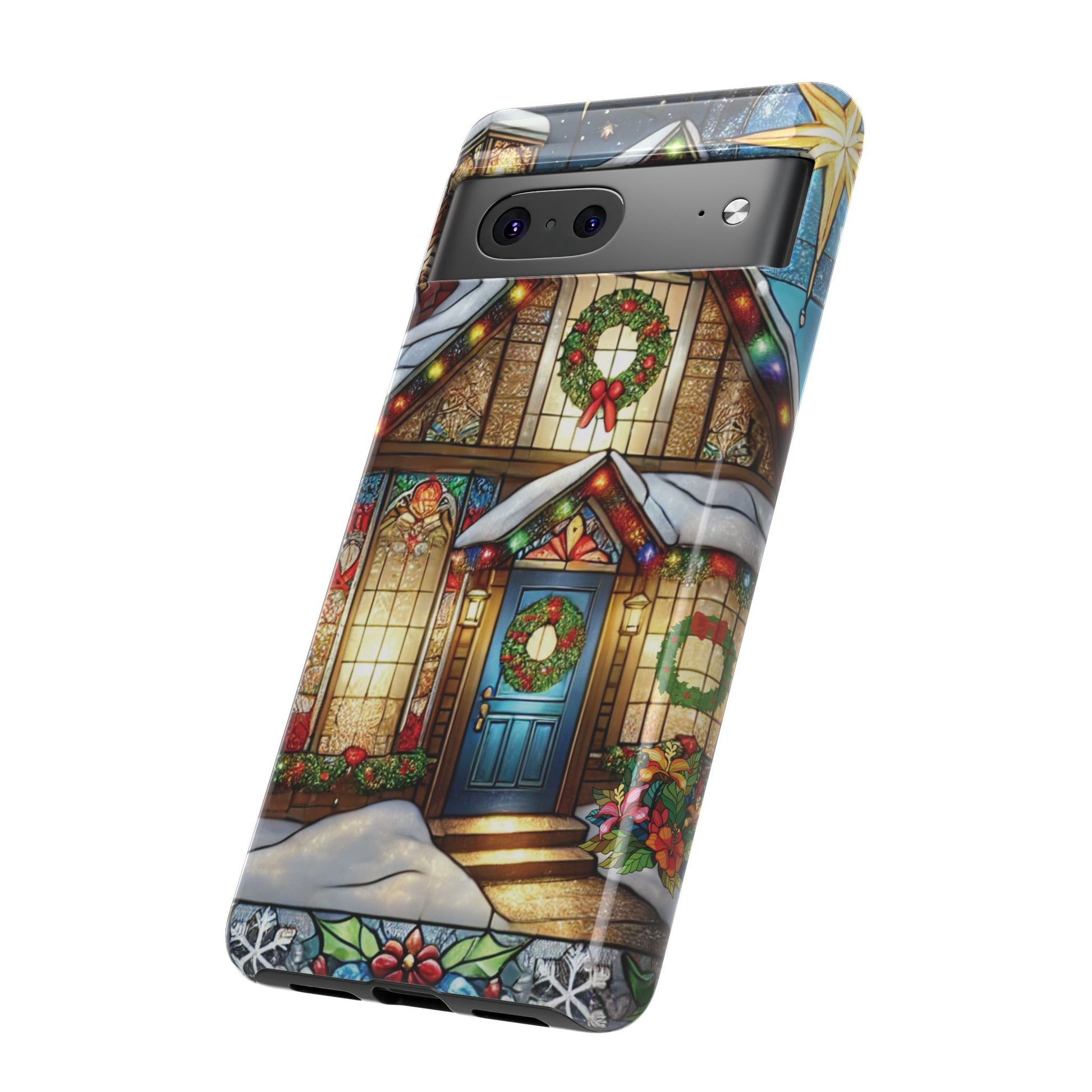 Stain Glass Christmas Phone Case Unique Holiday Protection for Your Device | Stylish & Durable Cover Gift for Her Phone 15, Samsung iPhone Samsung Accessory Gift for Her