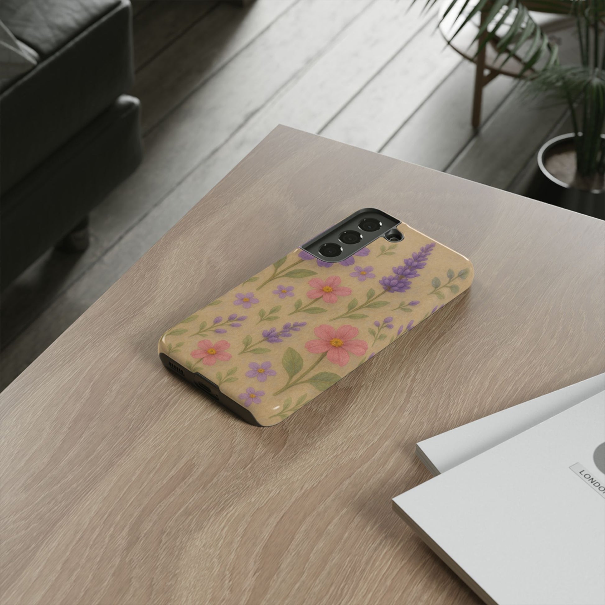 3D Illusion Wildflower Phone Case Cute Pastel Floral Design in Lavender, Pink, Mint Green – Aesthetic Protective Case for iPhone and  Android