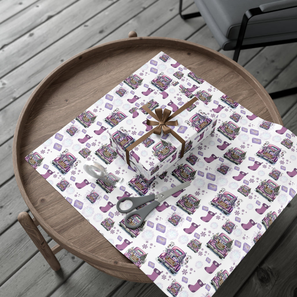Elegant Lavender Christmas Wrapping Paper Soft Pastel Design with Snowflakes and Sparkling Accents, Perfect for Adding a Unique Touch to Your Holiday Gifts - MRSBYVALLE