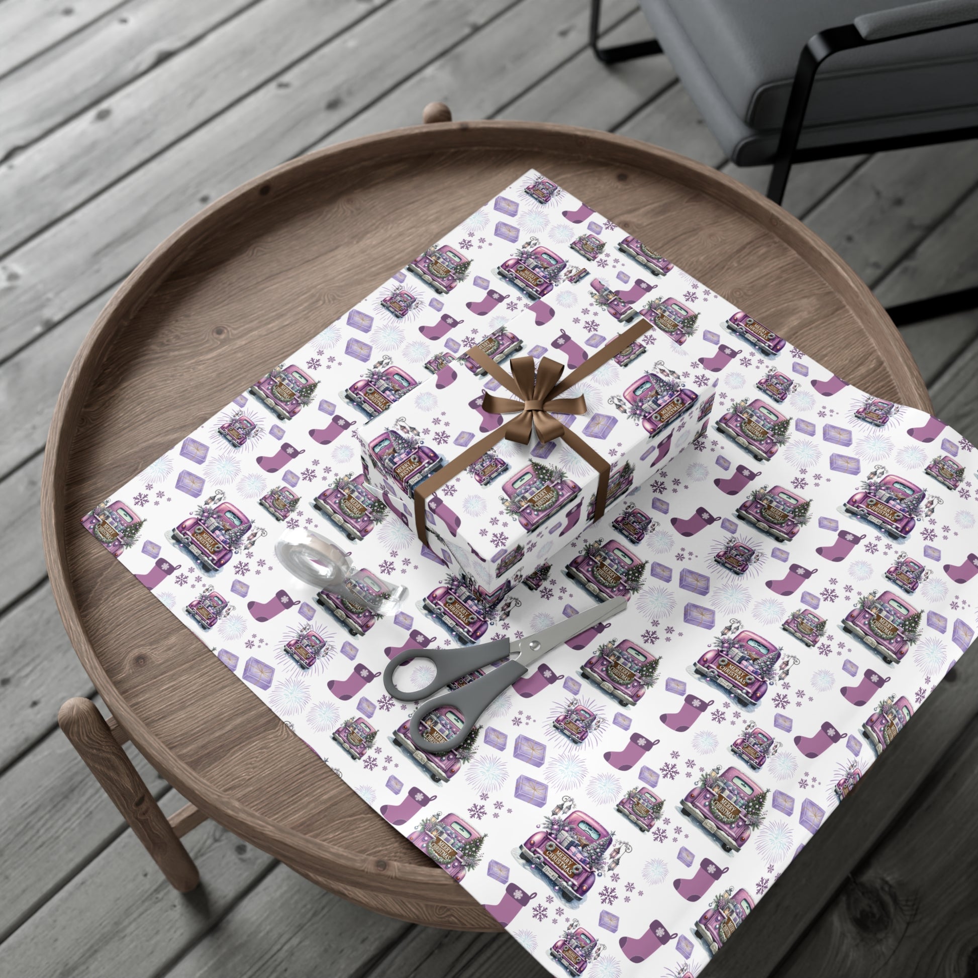 Elegant Lavender Christmas Wrapping Paper Soft Pastel Design with Snowflakes and Sparkling Accents, Perfect for Adding a Unique Touch to Your Holiday Gifts - MRSBYVALLE