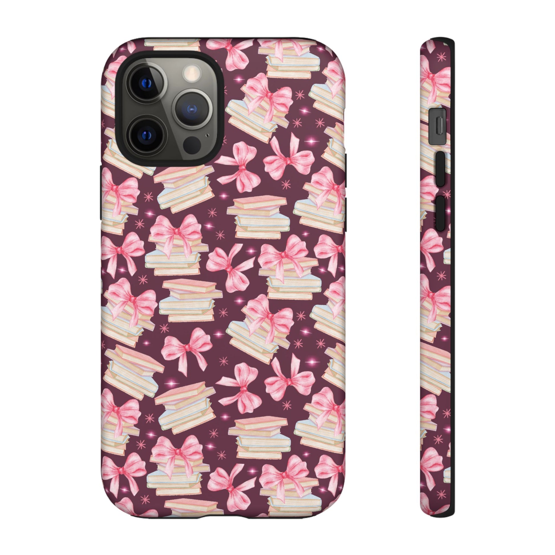 Coquette Pink Bows & Books Phone Case for iPhone 16 15 14 13 12  21 23 Samsung, and Pixel | Stylish Protective Cover Gift for Her Perfect for Floral Lover