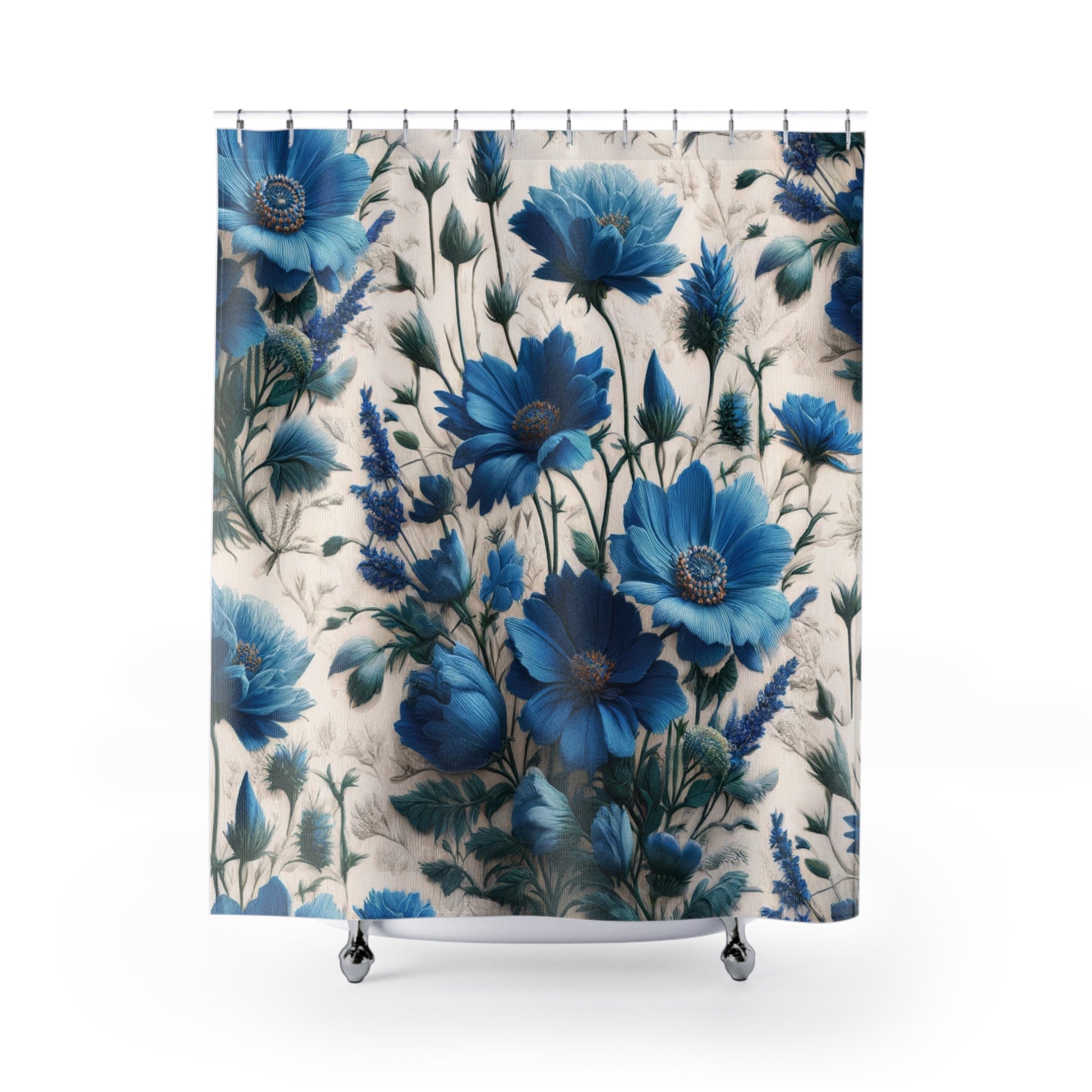 Blue Wildflower Shower Curtain - Enhance Your Bathroom Decor with Elegant Floral Design | Premium Quality, Waterproof, and Durable for a Fresh, Stylish LookWedding Gift for Mom Bridal Shower Gift Newlywed - MRSBYVALLE