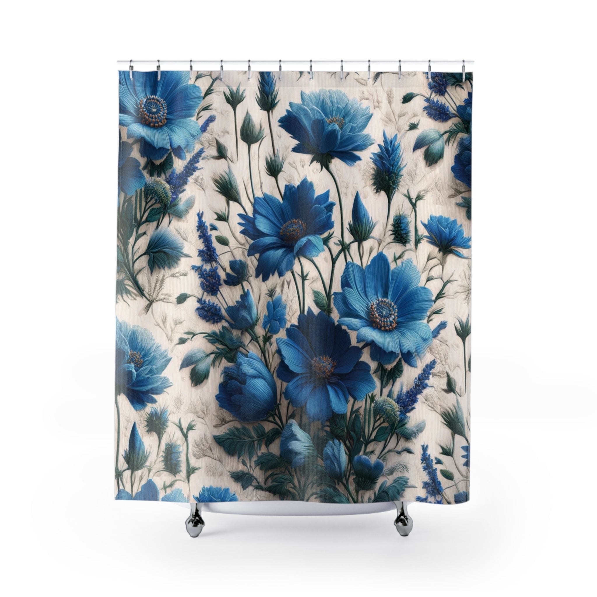 Blue Wildflower Shower Curtain - Enhance Your Bathroom Decor with Elegant Floral Design | Premium Quality, Waterproof, and Durable for a Fresh, Stylish LookWedding Gift for Mom Bridal Shower Gift Newlywed - MRSBYVALLE