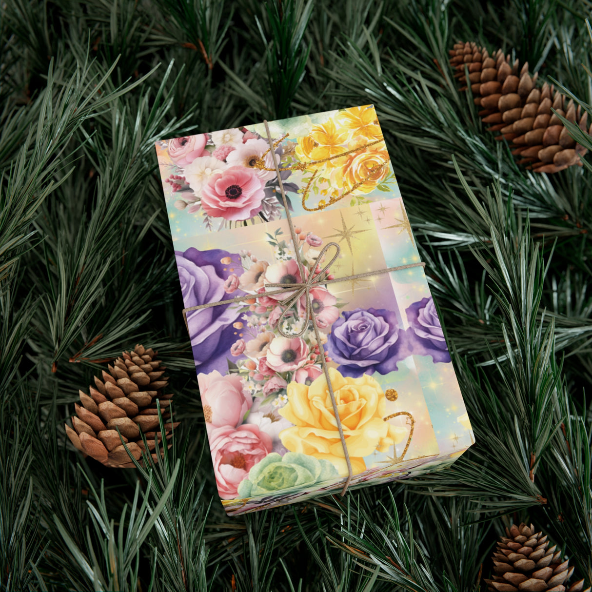 Pastel Floral Wrapping Paper | Vibrant Seasonal Blooms | Perfect for Birthdays, Special Occasions | Premium Quality Gifts Moms Weddings