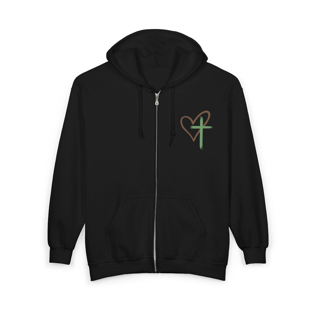 Faith-Inspired Full Zip Hoodie - "Jesus Has My Back"