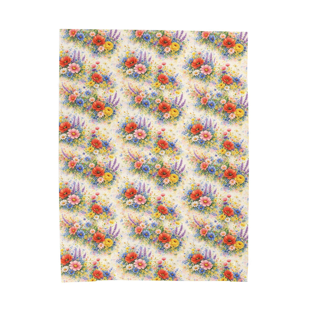 Plaid en peluche de fleurs sauvages à l'aquarelle — Jeté douillet floral