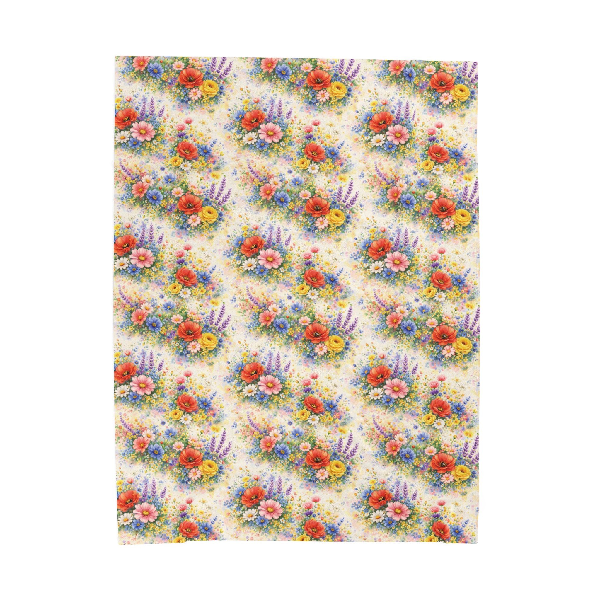 Plaid en peluche de fleurs sauvages à l'aquarelle — Jeté douillet floral