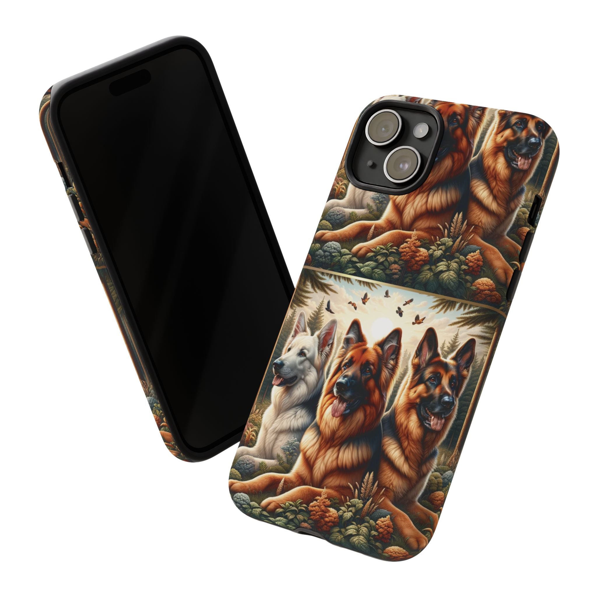German Shepherd Phone Tough Case Floral Elegant Durable Dog Lover Devices iPhone 15, Samsung iPhone Samsung Accessory Gift for Her