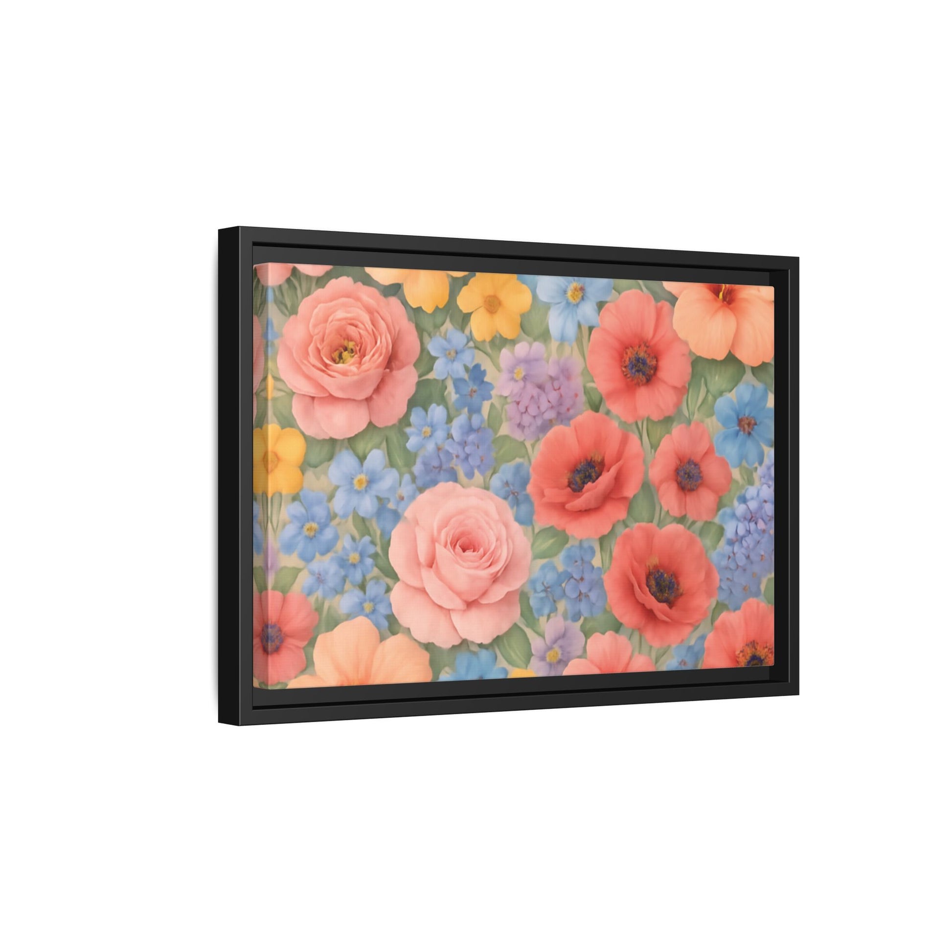 Luxury Framed Floral Canvas – Bold Multi-Color Botanical Wall Art, Elegant Nature-Inspired Accent for Living Room, Bedroom, or Office Décor Gift for Mom